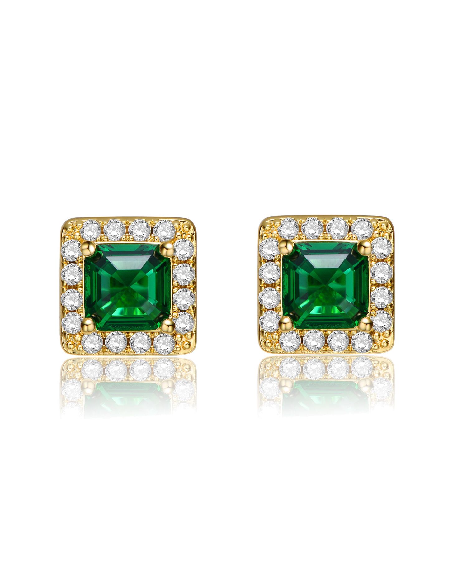 Dainty Everyday Wear Halo CZ Square Mini Stud Earrings