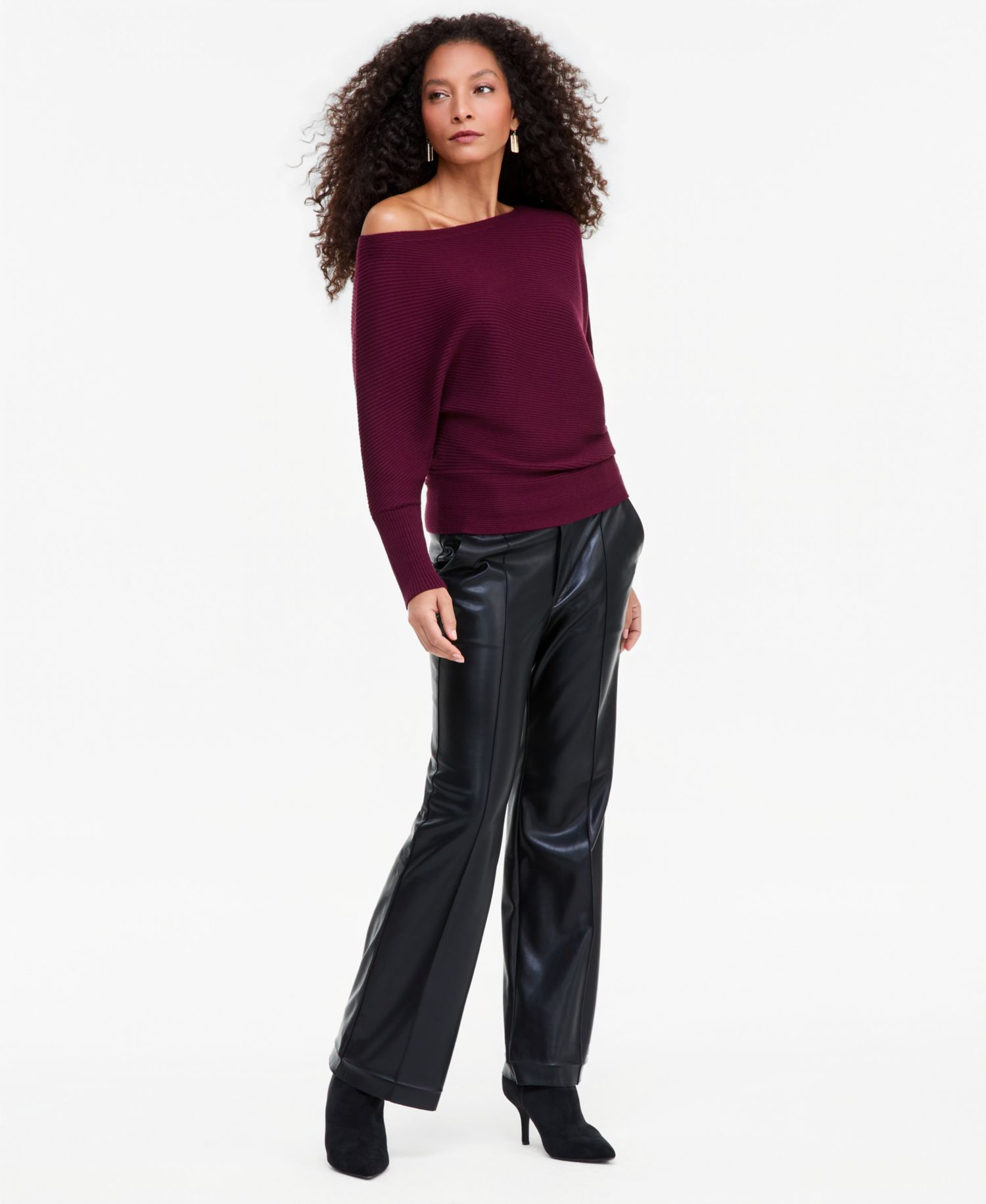 Women's Off-the-Shoulder Ribbed-Knit Sweater