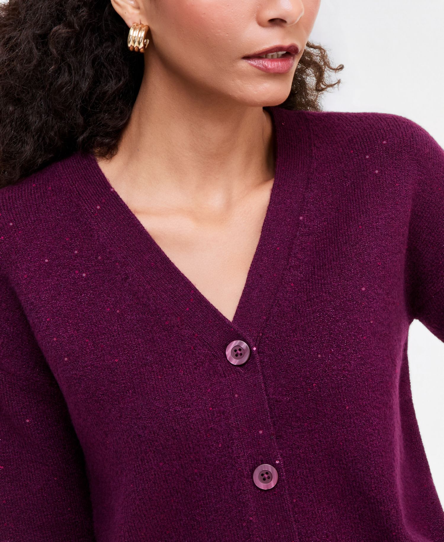 Women's Roving Sequin Long-Sleeve V-Neck Cardigan