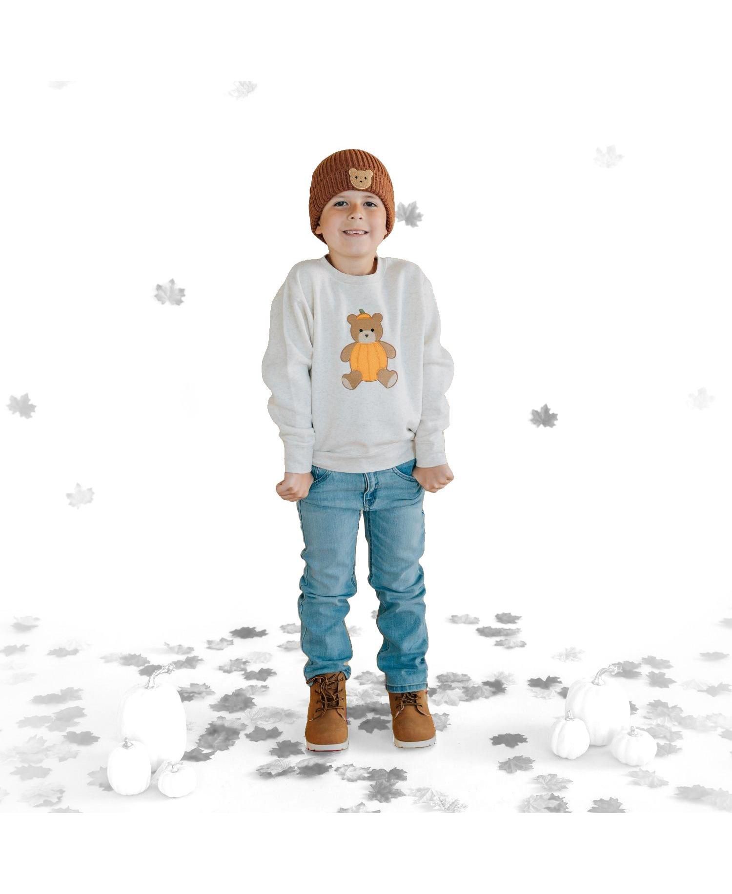 Big Boys Pumpkin Teddy Bear Patch Sweatshirt