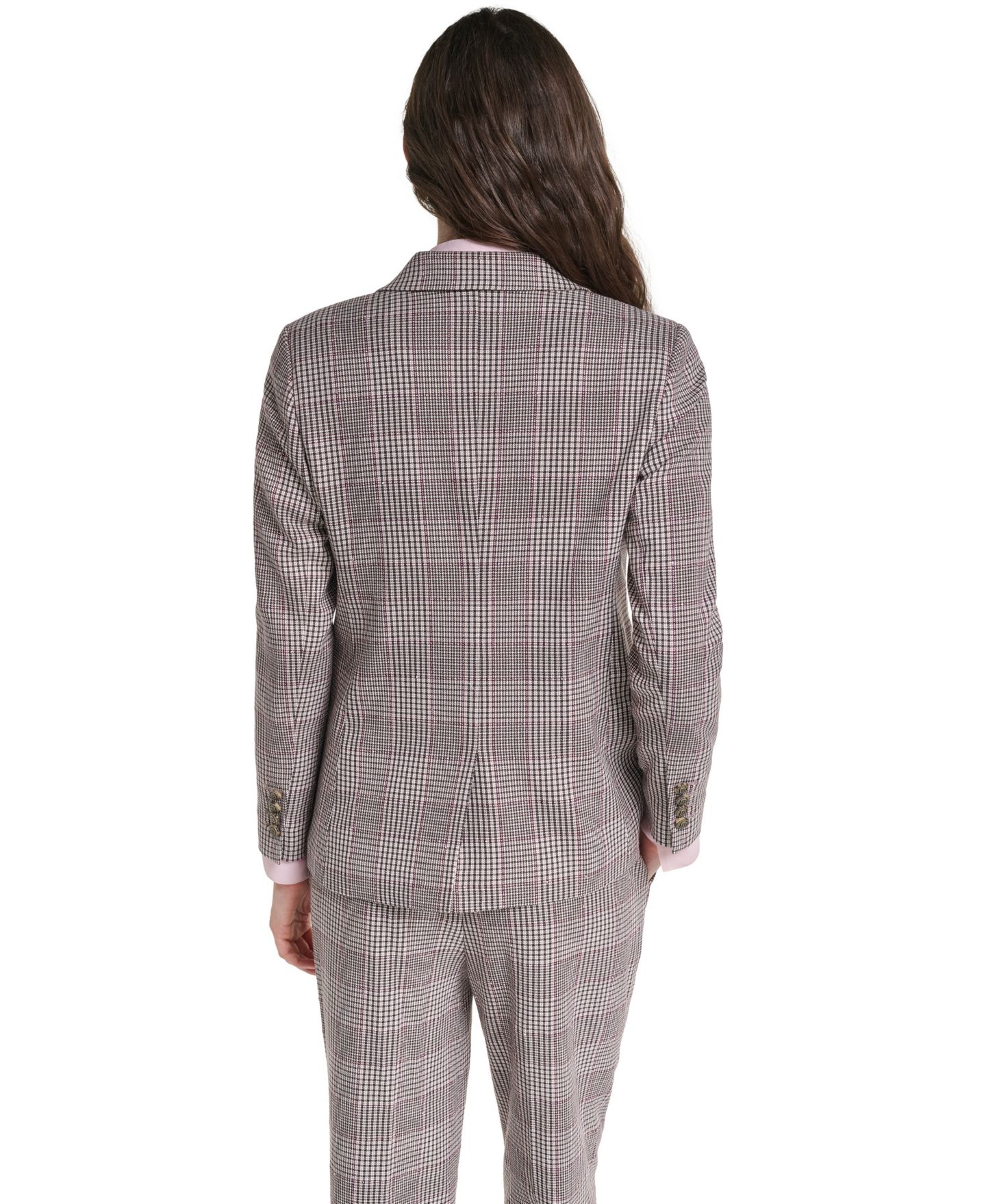 Женский пиджак KARL LAGERFELD PARIS Petite Woven Plaid Lined Blazer, цвет: Глиняный — фото 4