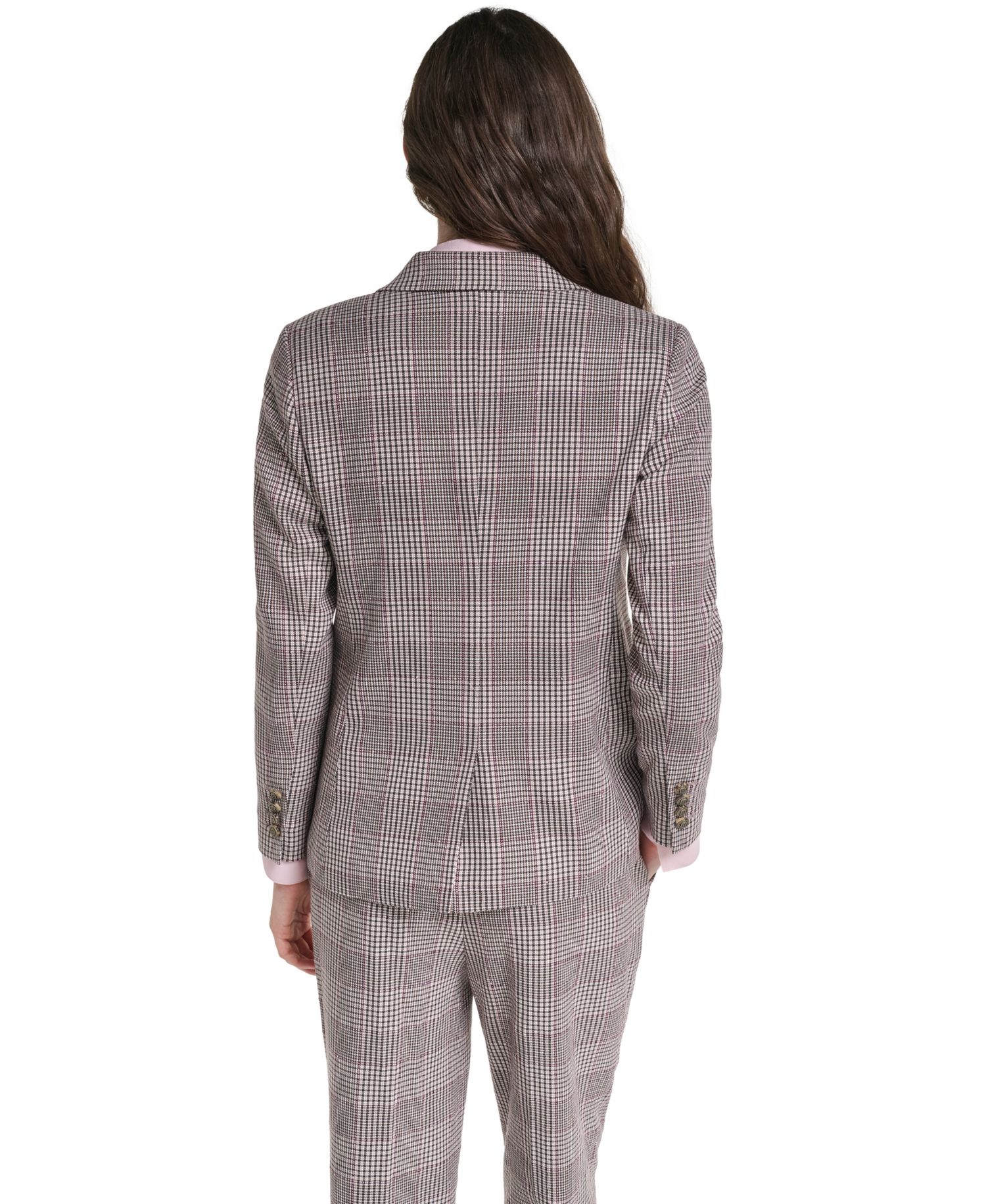 Petite Woven Plaid Lined Blazer