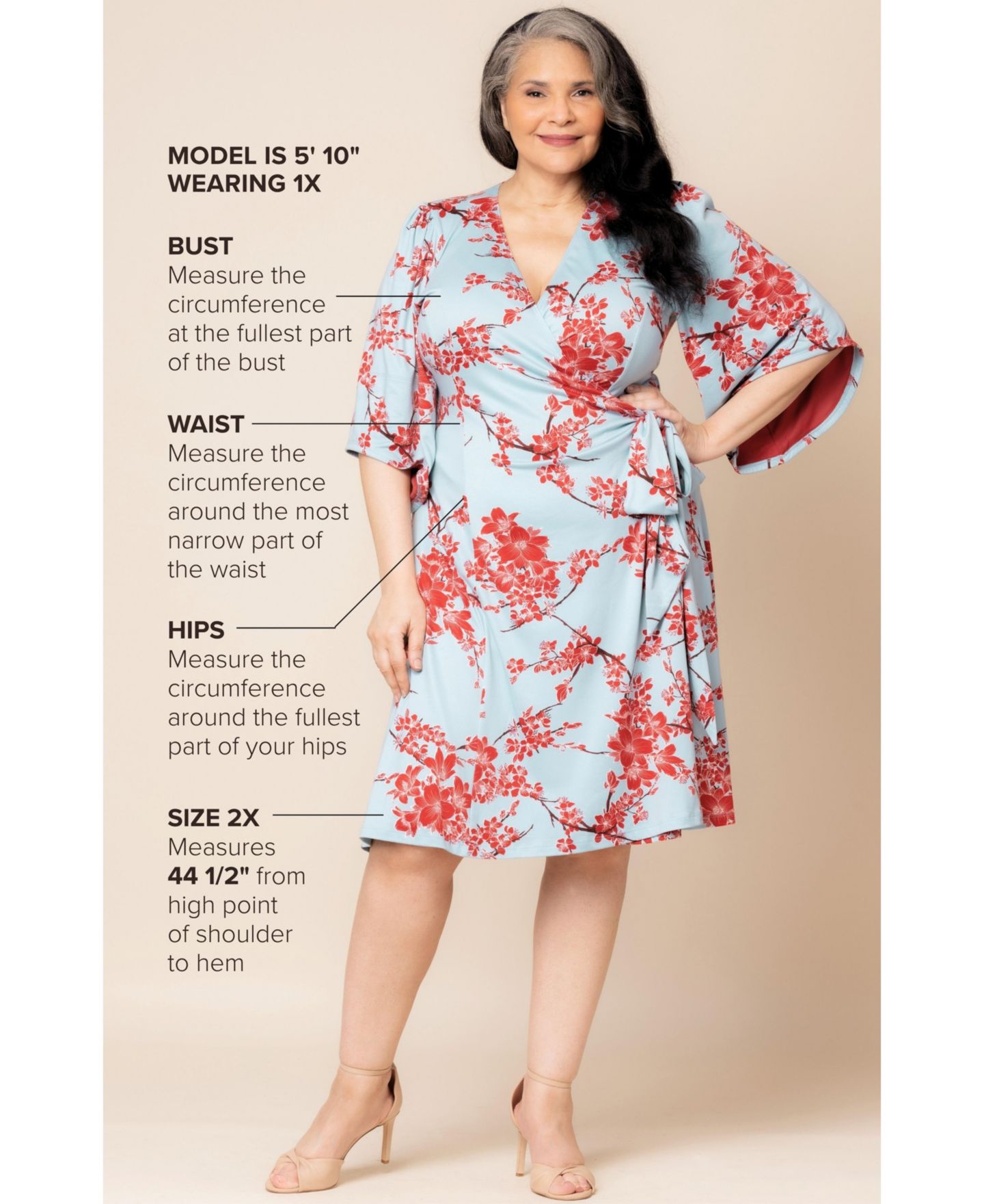 Женское платье Kiyonna Plus Size Gemini Wrap Dress with Contrast Lined Sleeves, цвет: С принтом — фото 5