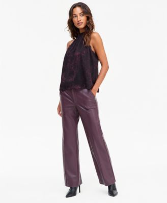 Women's Faux Leather High-Rise Bootcut Pants