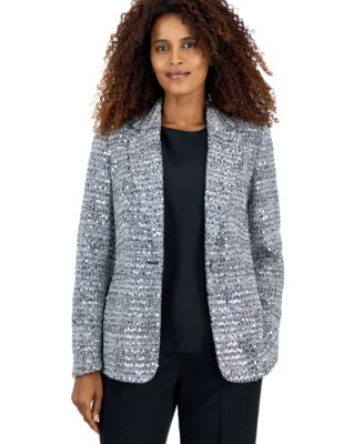 Women's Sequin One Button Welt Pocket Blazer