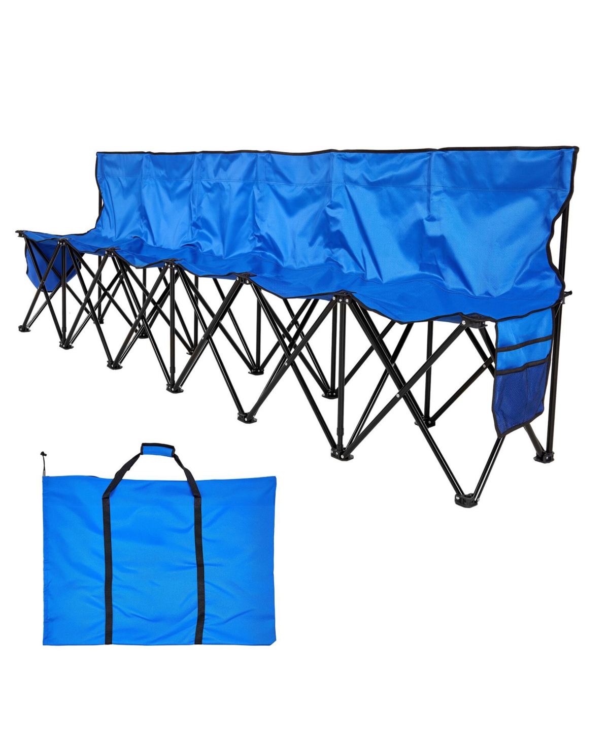 Sugift Portable 6-Seat Folding Soccer Bench with Side Pockets Carrying Bag and Back Rest
