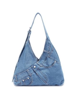 Women's Juno Hobo Bag Slouchy Shoulder Bag Washed Jean Patchwork Tote Casual Everyday Crossbody Soft Handbag