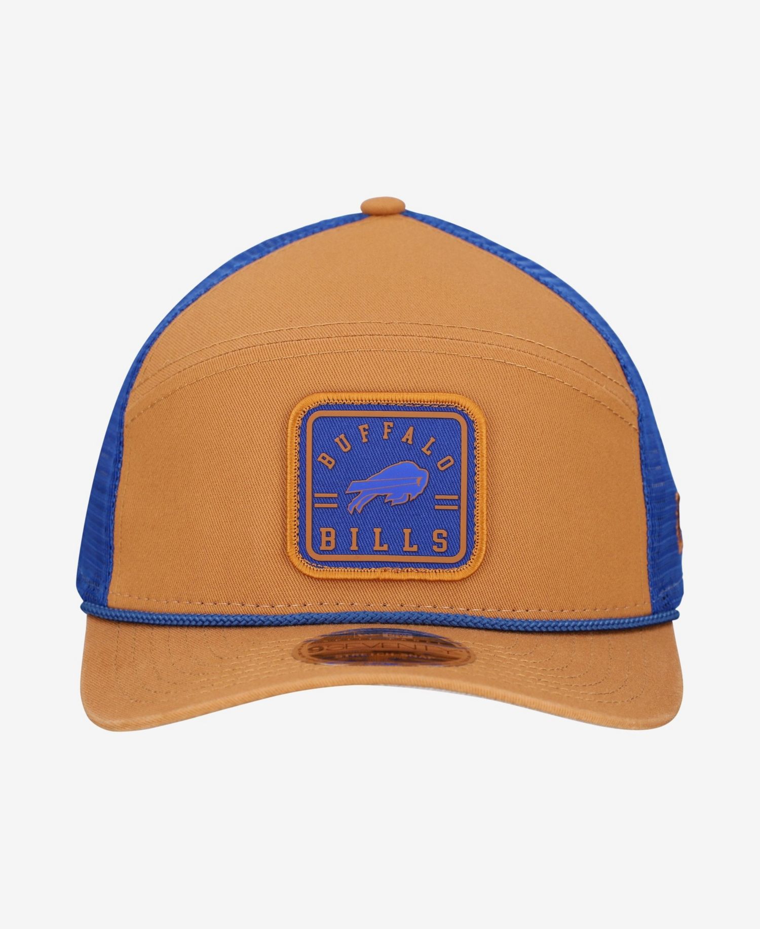 Men's Brown/Royal Buffalo Bills Team Patch Split Panel 9SEVENTY Adjustable Trucker Hat