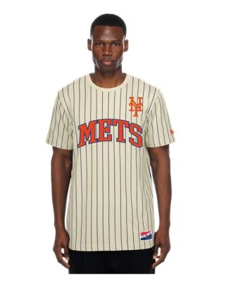 Men's Cream New York Mets Throwback Meshback Pinstripe T-Shirt