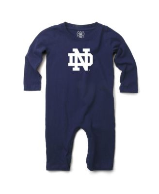 Baby Boys and Girls Navy Notre Dame Fighting Irish Long Sleeve Romper