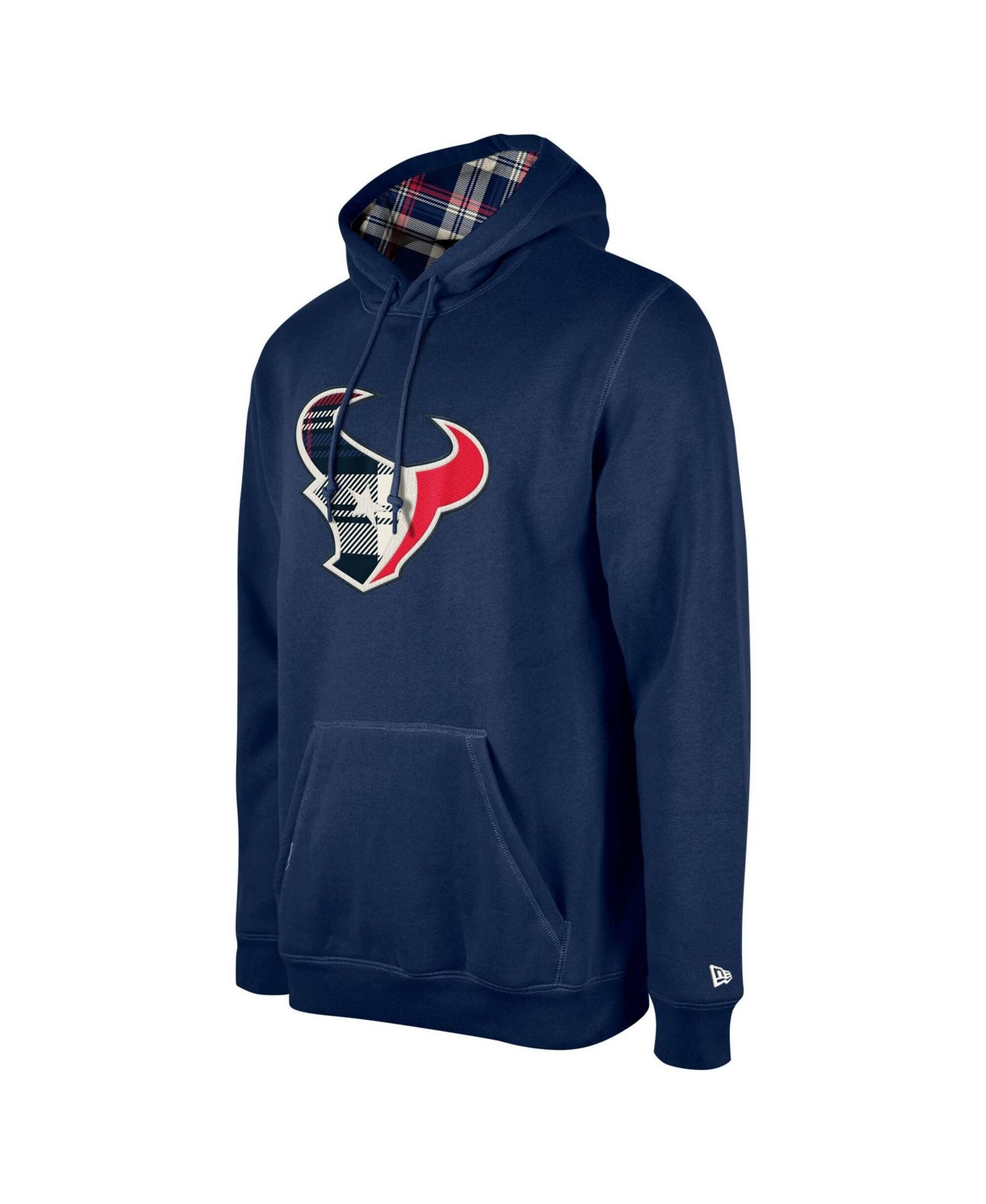 Men's Navy Houston Texans 3rd Down Plaid Pullover Hoodie