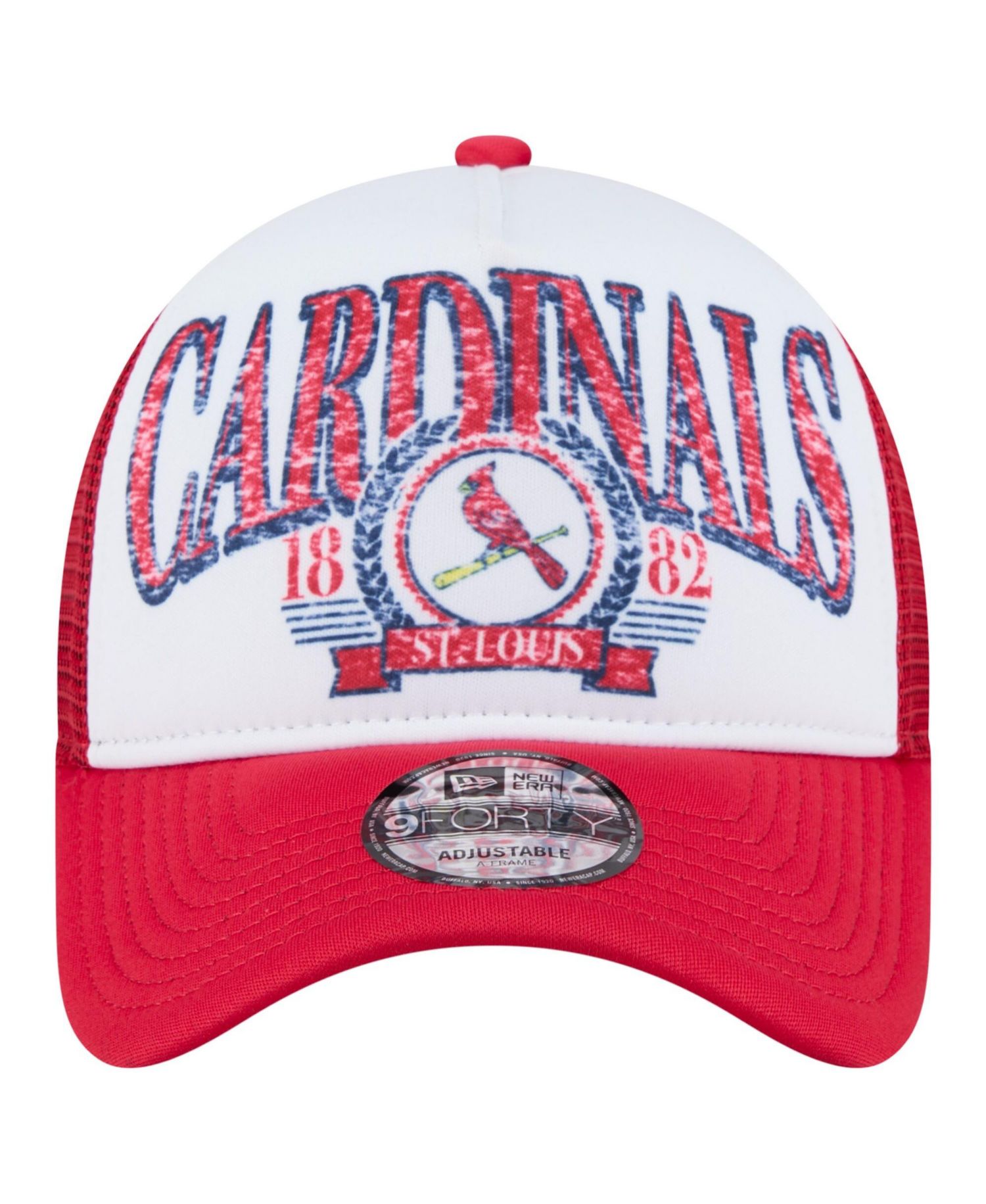 Men's White St. Louis Cardinals Distressed 9FORTY A-Frame Adjustable Trucker Hat
