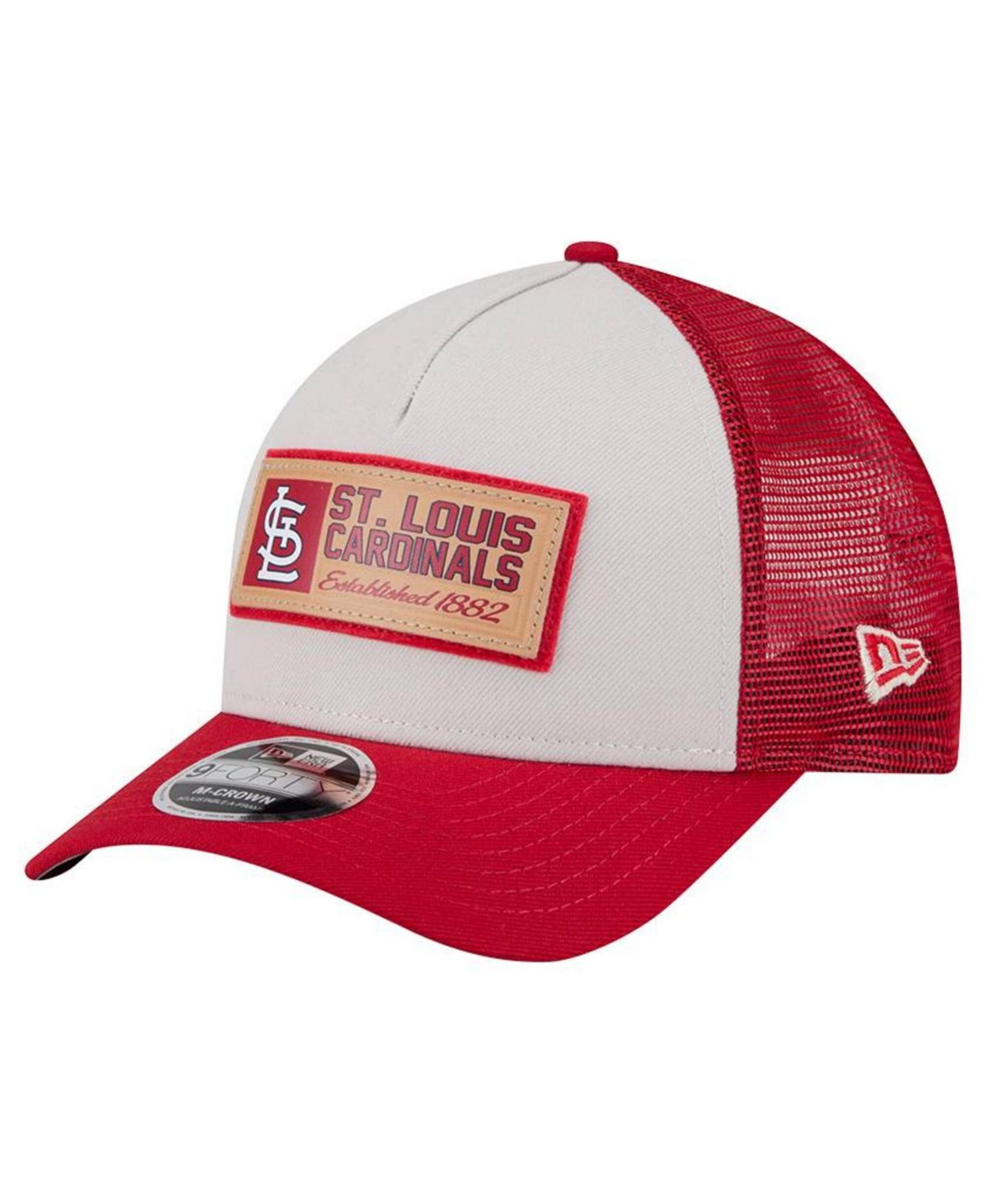 Men's Stone/Red St. Louis Cardinals Text A-Frame Trucker 9FORTY Hat