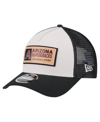 Men's Stone/Black Arizona Diamondbacks Text A-Frame Trucker 9FORTY Hat