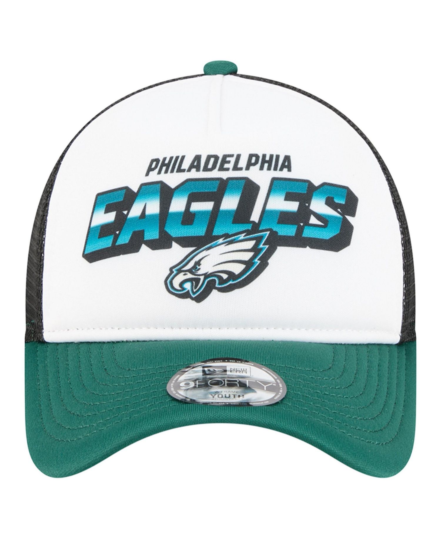 Big Boys and Girls White/Green Philadelphia Eagles Streak 9FORTY A-Frame Adjustable Hat