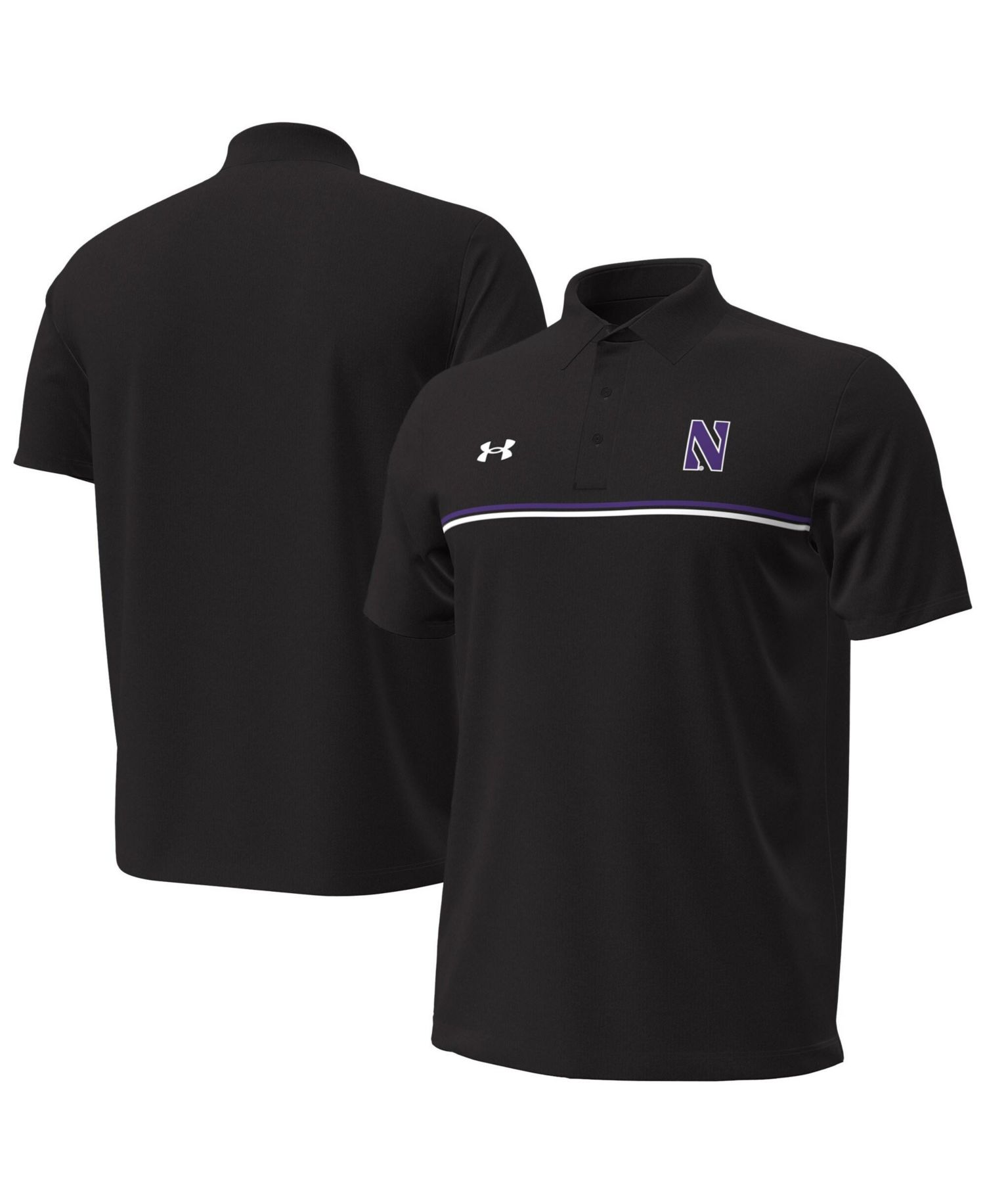 Men's Black Northwestern Wildcats Performance Drive Chest Stripe Polo Shirt
