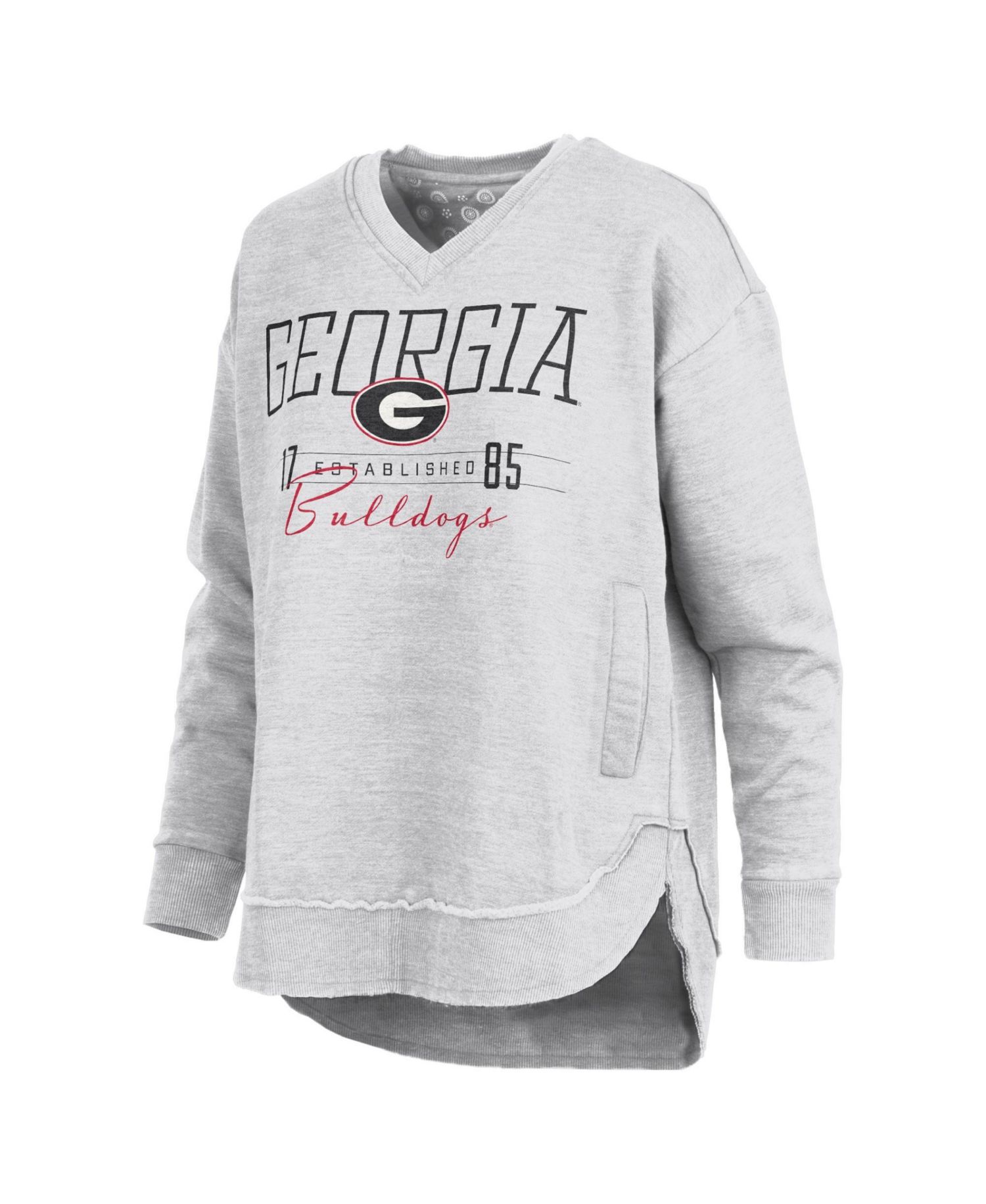 Women's Georgia Bulldogs Marcus East Hall Poncho Graphic V-Neck Sweatshirt