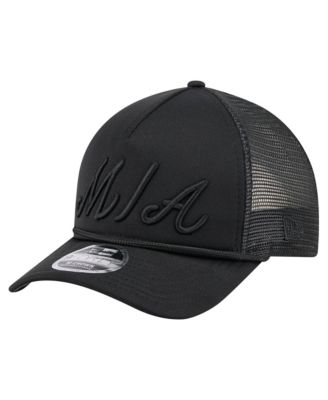 Men's Black Miami Marlins City Initial 9FORTY A-Frame M-Crown Adjustable Trucker Hat