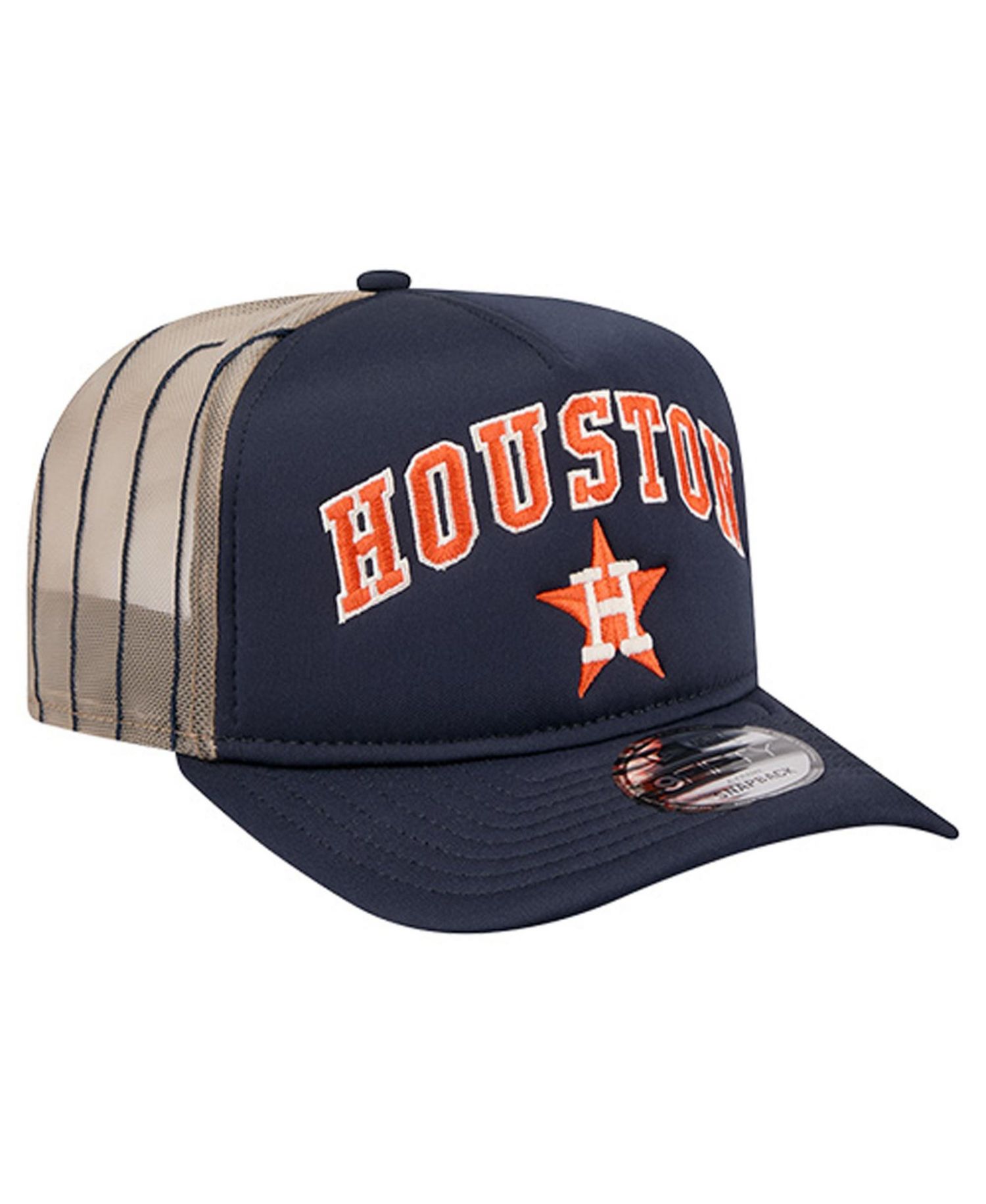 Men's Navy Houston Astros Vintage Arched Foam Front 9FIFTY A-Frame Adjustable Trucker Hat