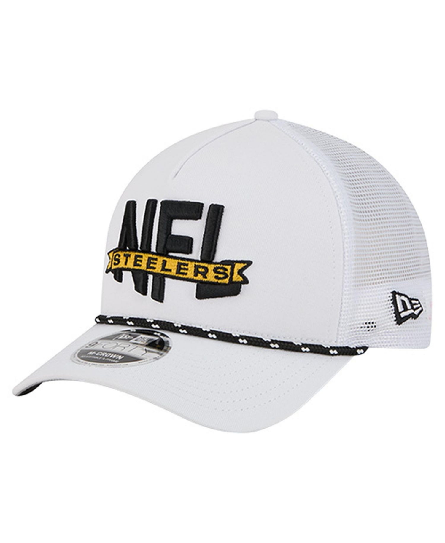Men's White Pittsburgh Steelers NFL 9FORTY A-Frame M-Crown Adjustable Trucker Hat