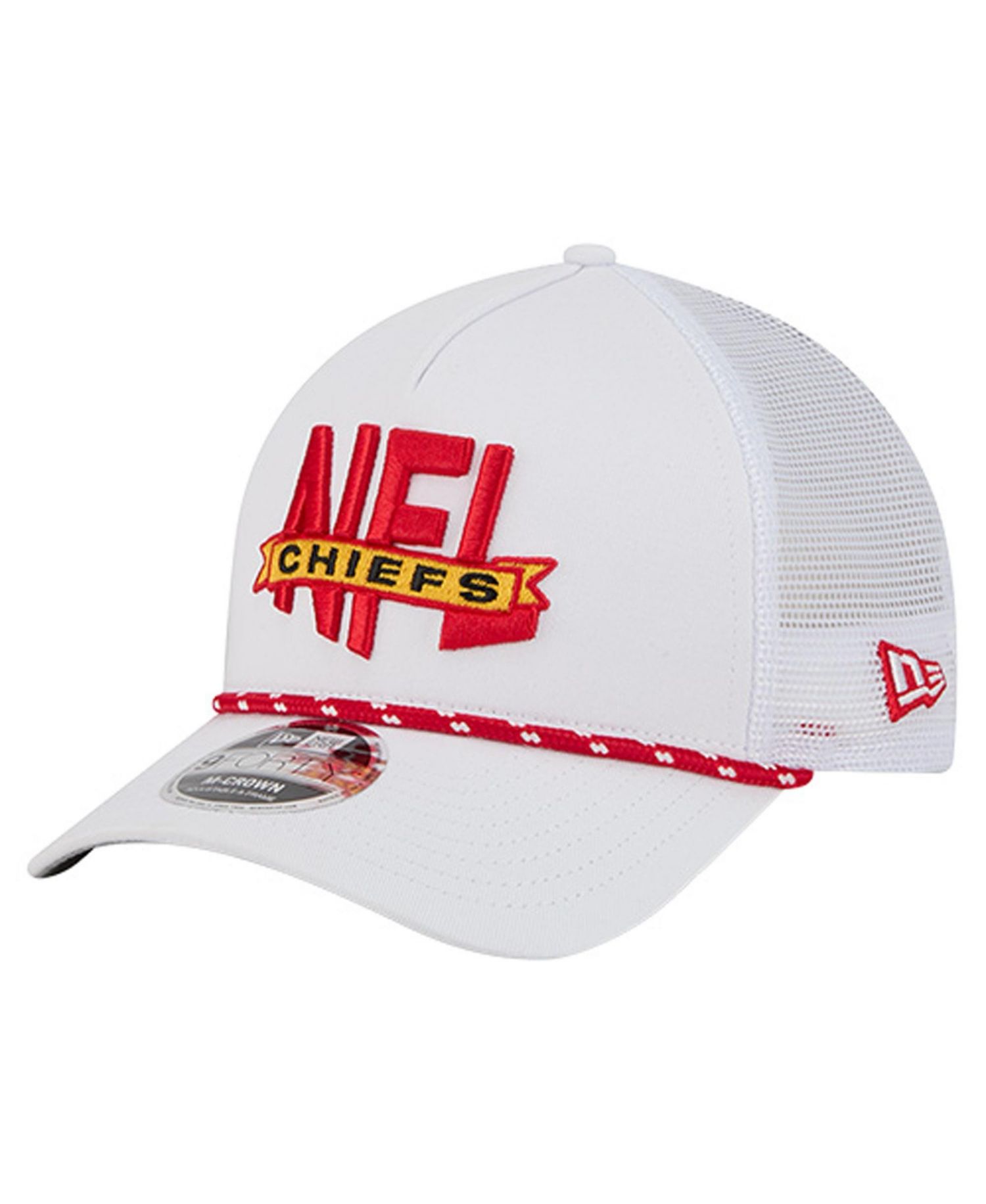 Men's White Kansas City Chiefs NFL 9FORTY A-Frame M-Crown Adjustable Trucker Hat