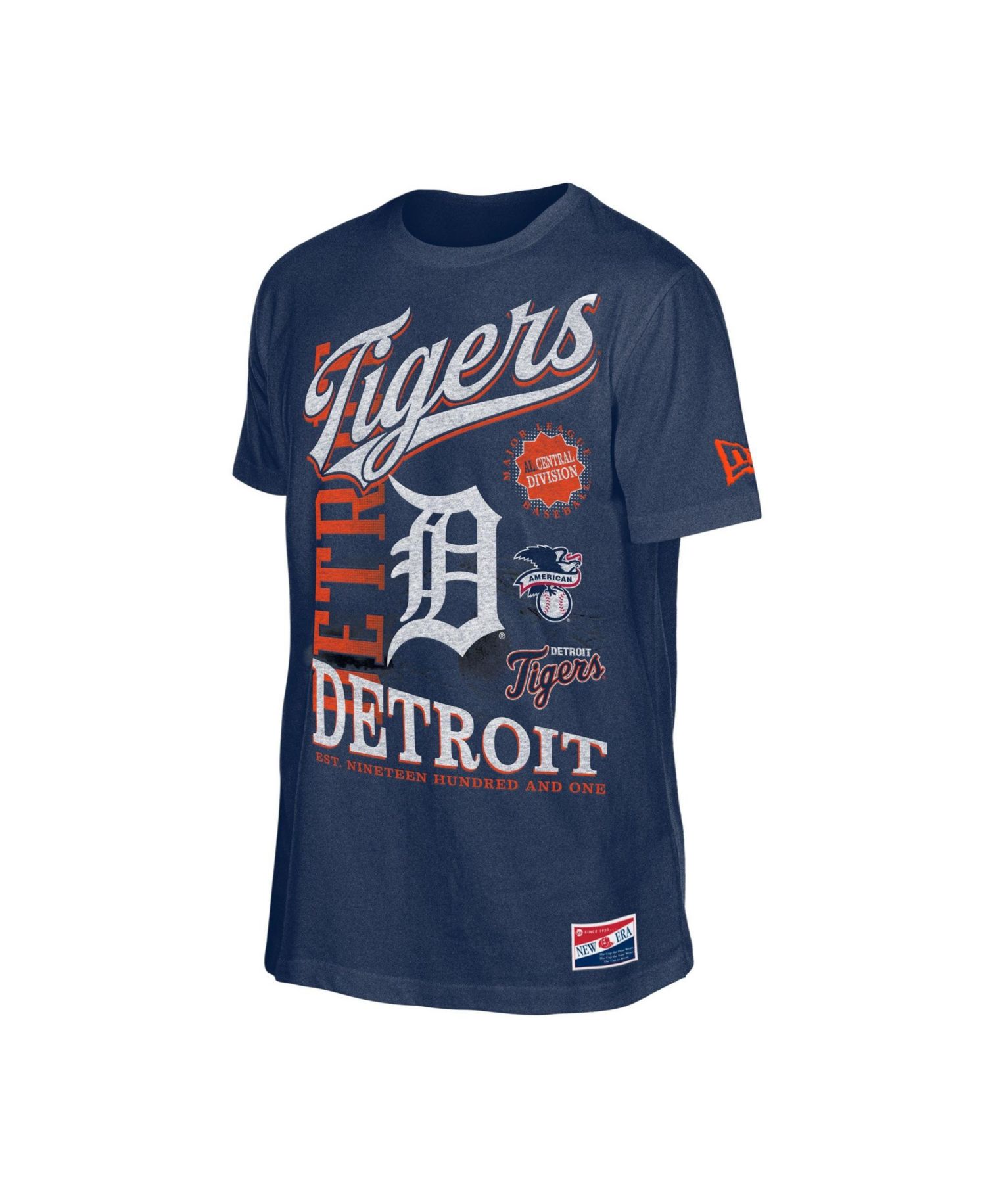 Men's Navy Detroit Tigers Oversized Throwback Distressed T-Shirt