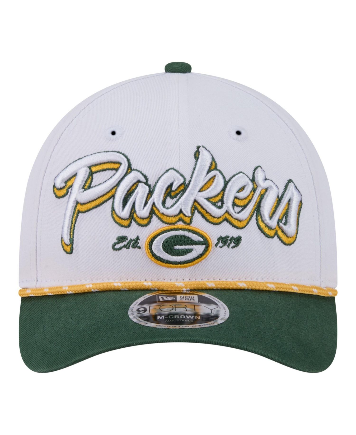 Men's White Green Bay Packers Team Loyal A-Frame 9FORTY Adjustable Hat