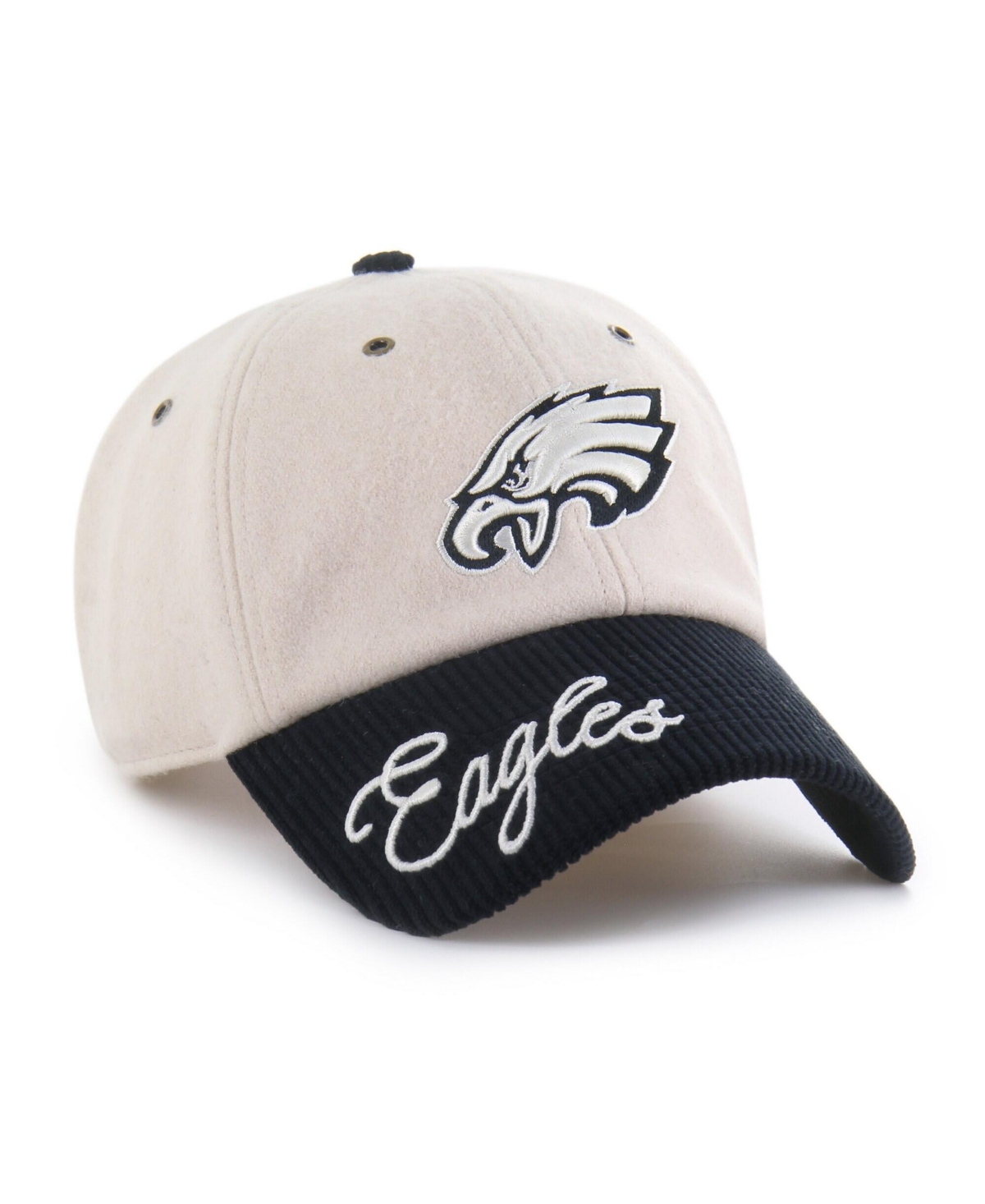 47 Brand Women's Natural/Black Philadelphia Eagles Rope Script Clean Up Adjustable Hat - Natural, Black