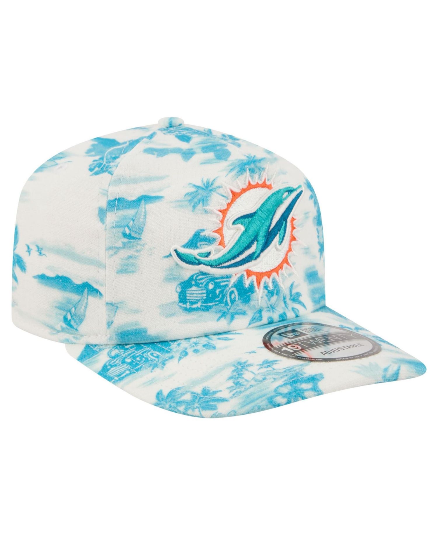 Men's White Miami Dolphins Tropics 19TWENTY Adjustable Hat
