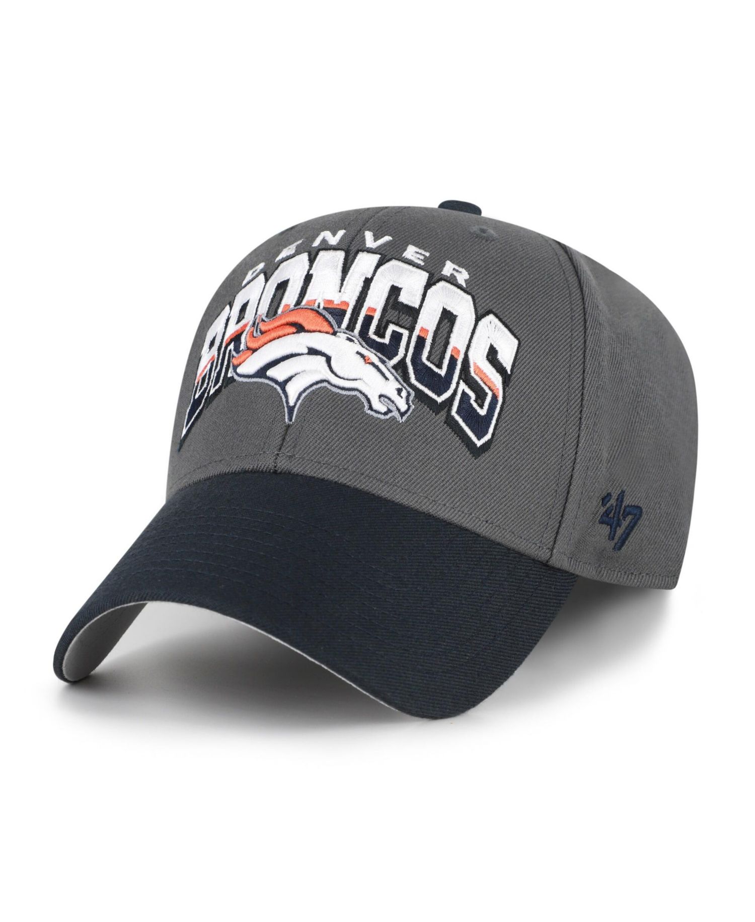 Men's Charcoal Denver Broncos Split Block MVP Adjustable Hat