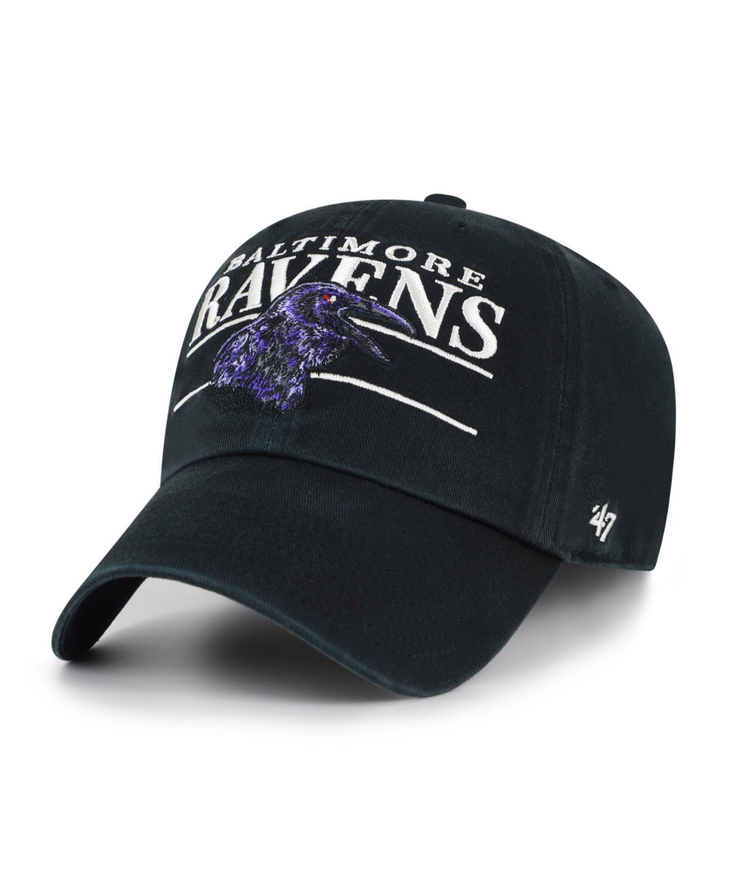 Men's Black Baltimore Ravens Throwback Graphic Clean Up Adjustable Hat