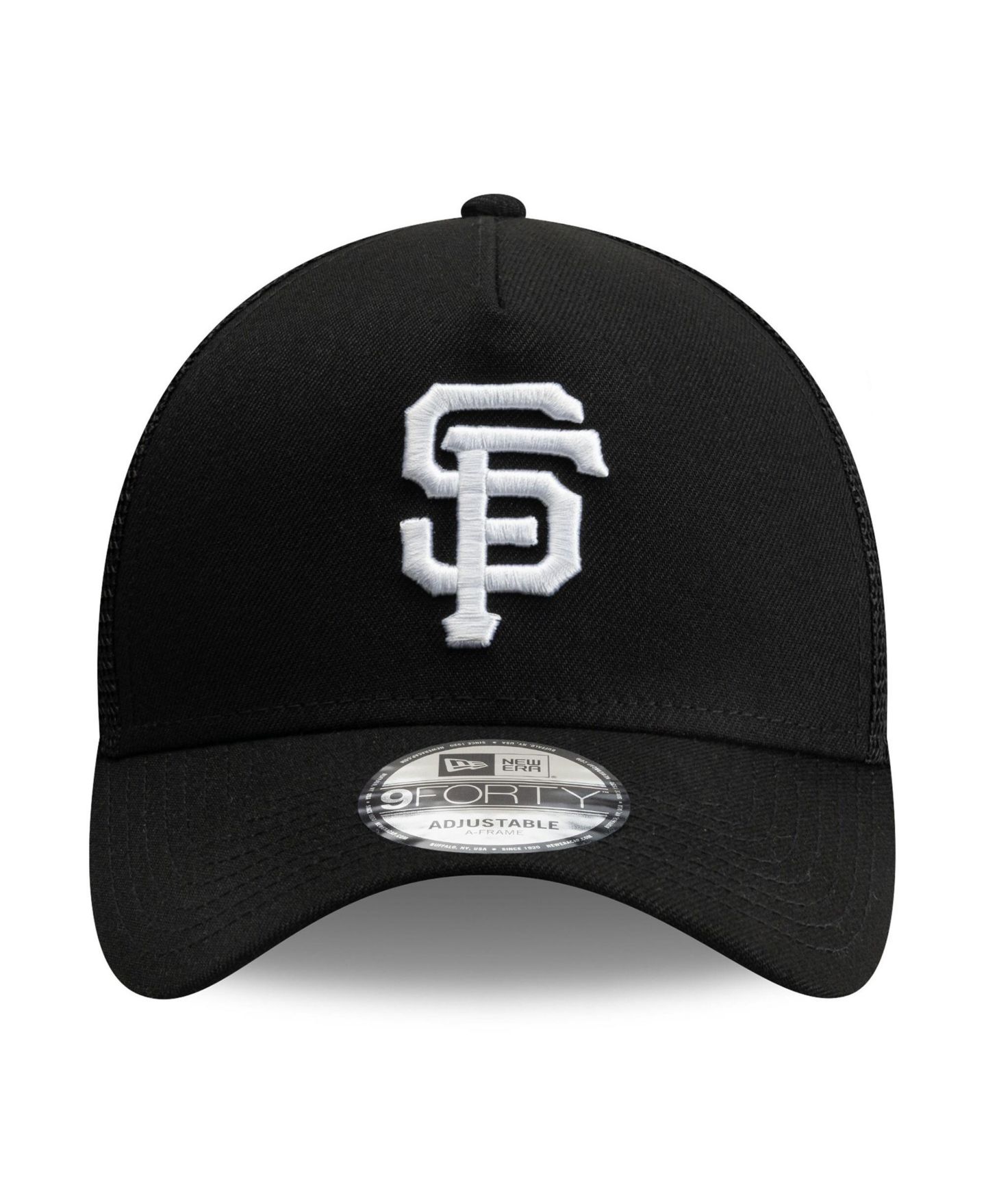 Мужская кепка New Era Black San Francisco Giants Side Script 9FORTY A-Frame Trucker Adjustable Hat — фото 2