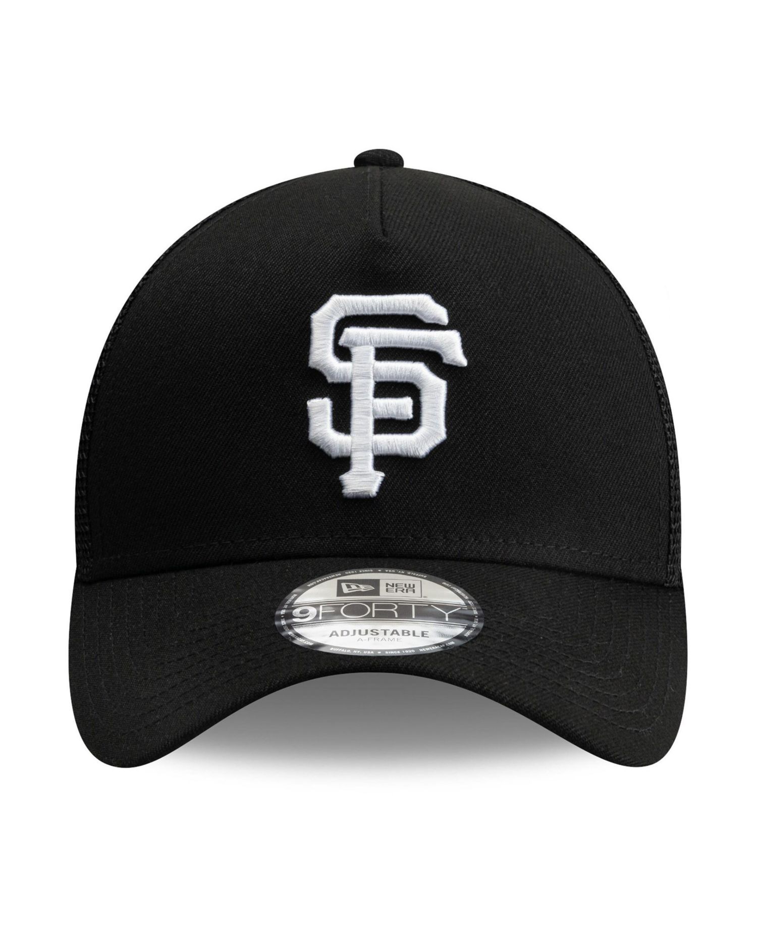 Men's Black San Francisco Giants Side Script 9FORTY A-Frame Trucker Adjustable Hat