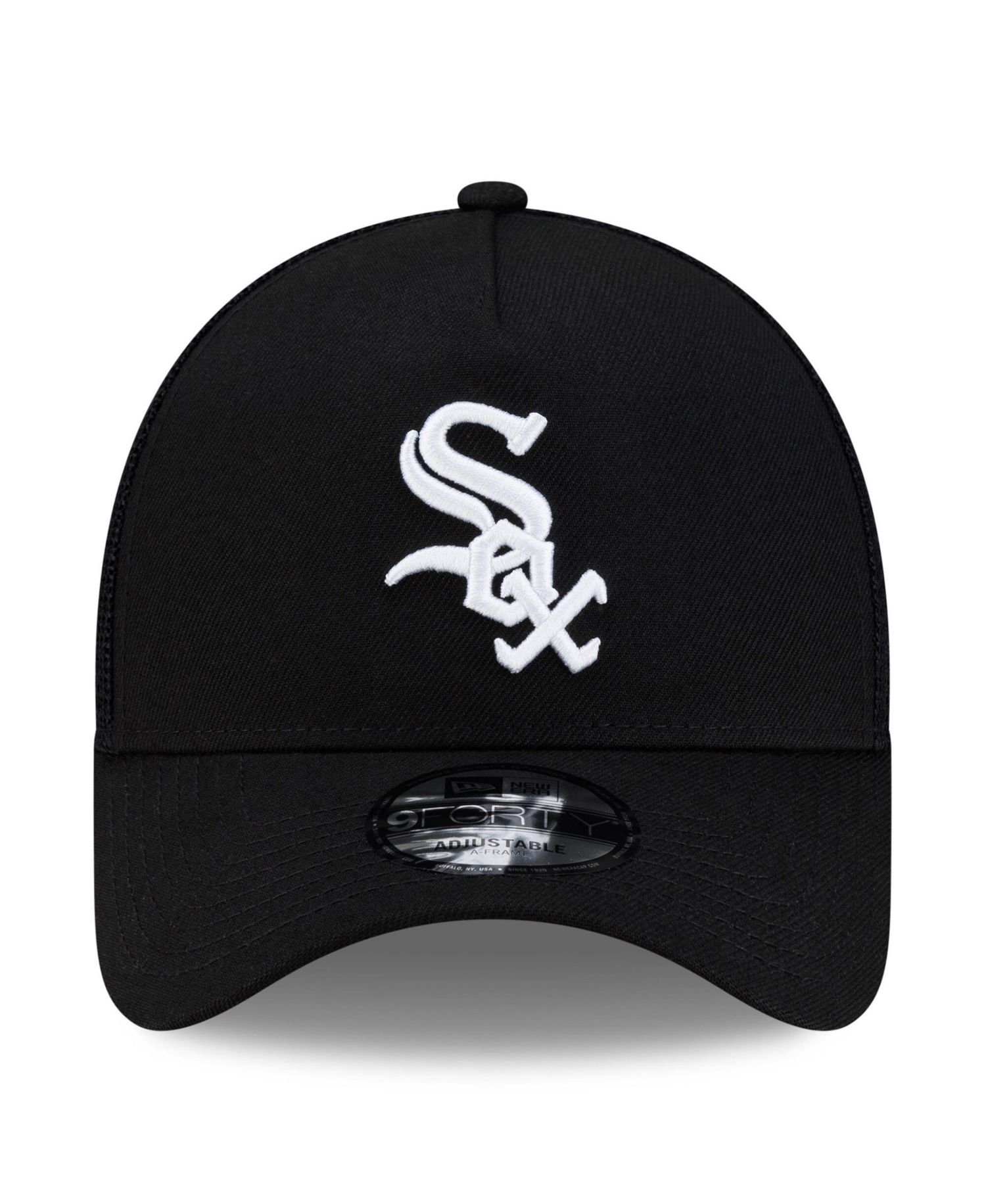 Men's Black Chicago White Sox Side Script 9FORTY A-Frame Trucker Adjustable Hat