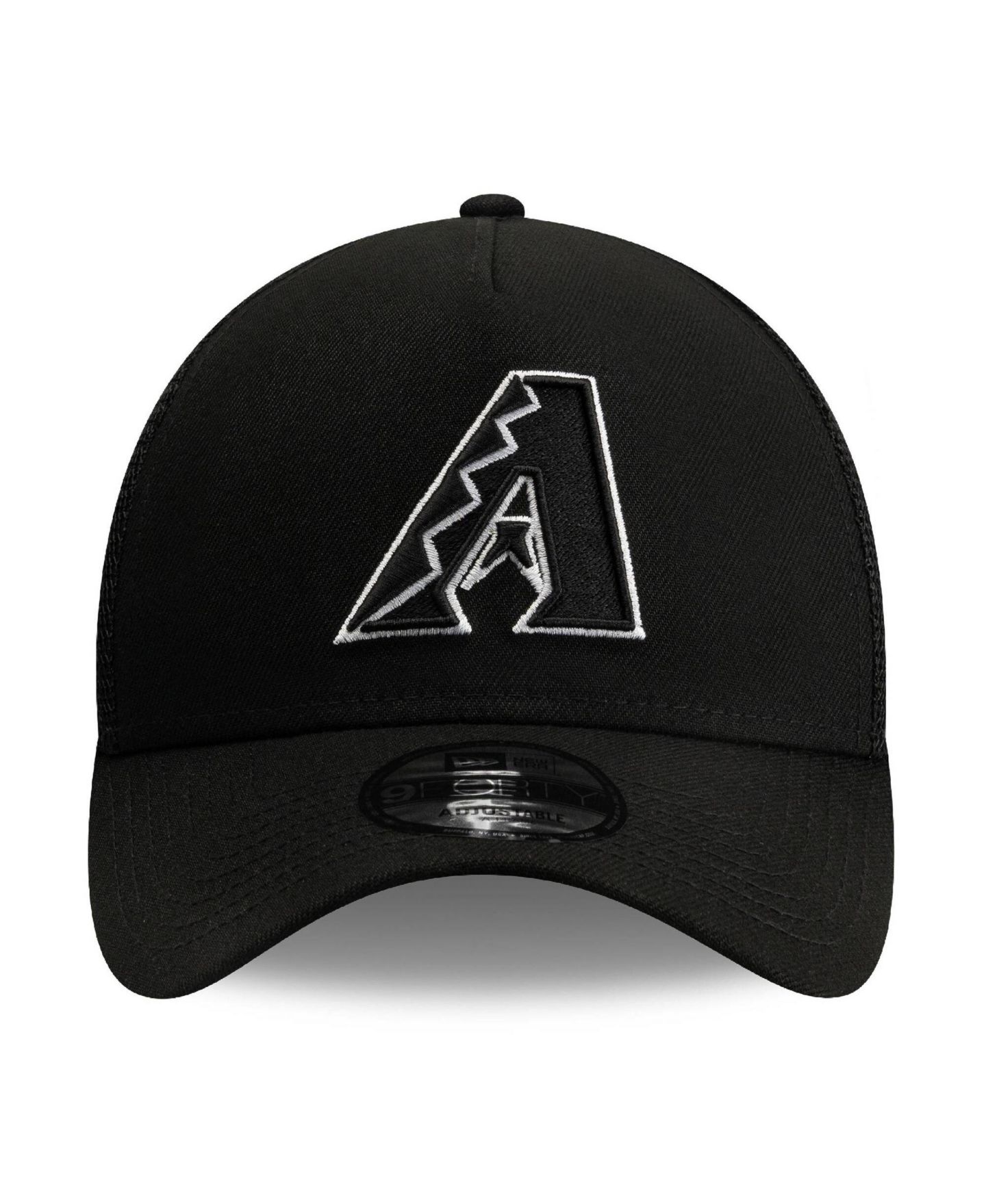 Мужская кепка New Era Black Arizona Diamondbacks Side Script 9FORTY A-Frame Trucker Adjustable Hat — фото 2