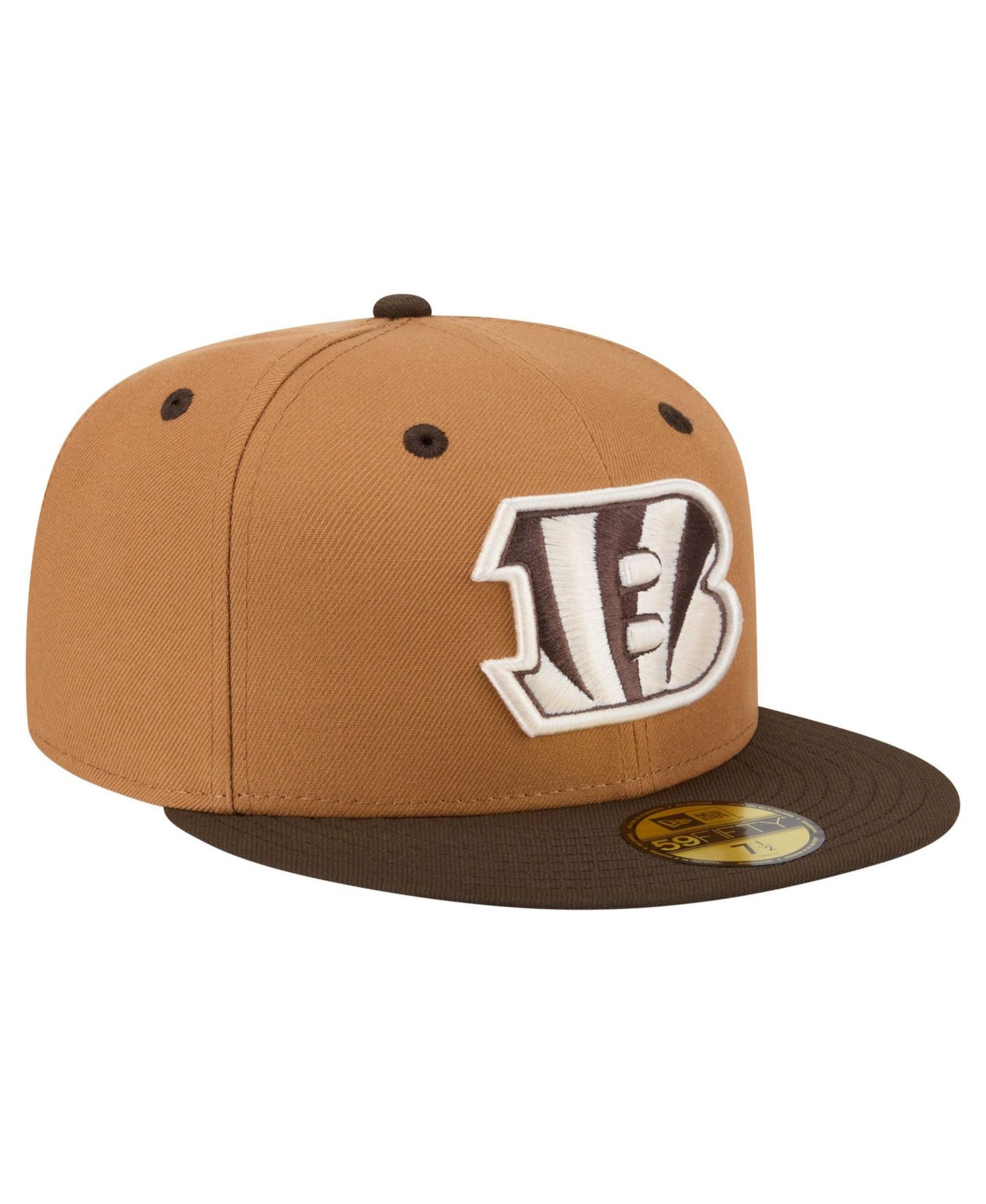 Men's Light Brown/Dark Brown Cincinnati Bengals Two-Tone Walnut 59FIFTY Fitted Hat