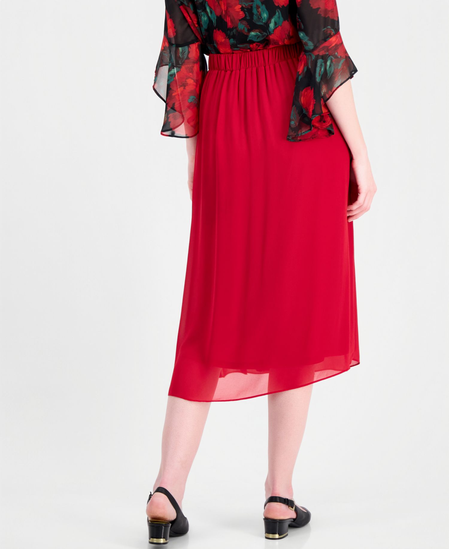 Women's Pull-On Front Pleated Lined Skirt
