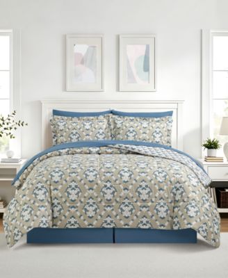 Blockprint Trellis Reversible Microfiber 8-Piece Comforter Sets
