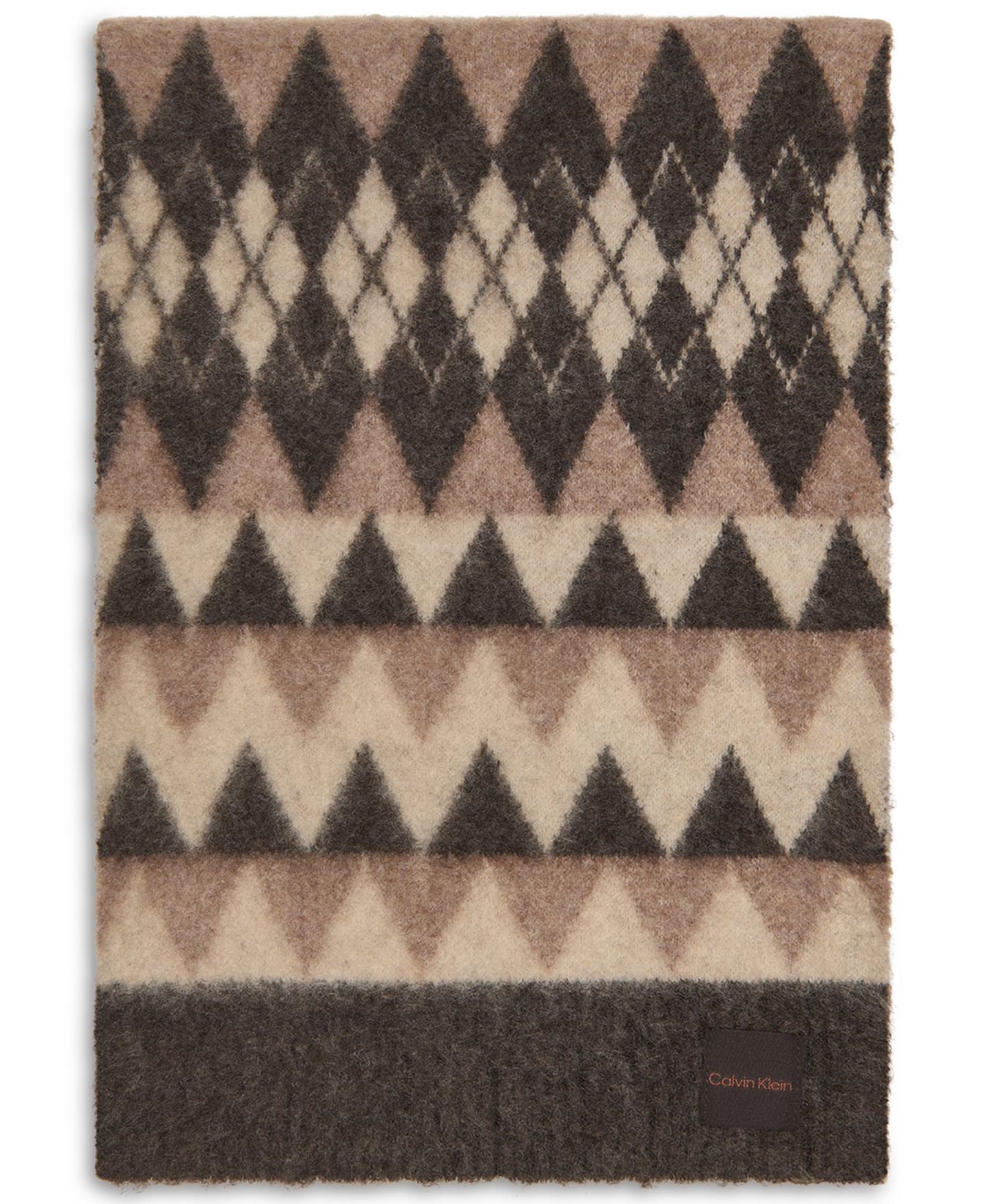 Женский шарф Calvin Klein Argyle Fair Isle Pattern, цвет: Fudge — фото 2