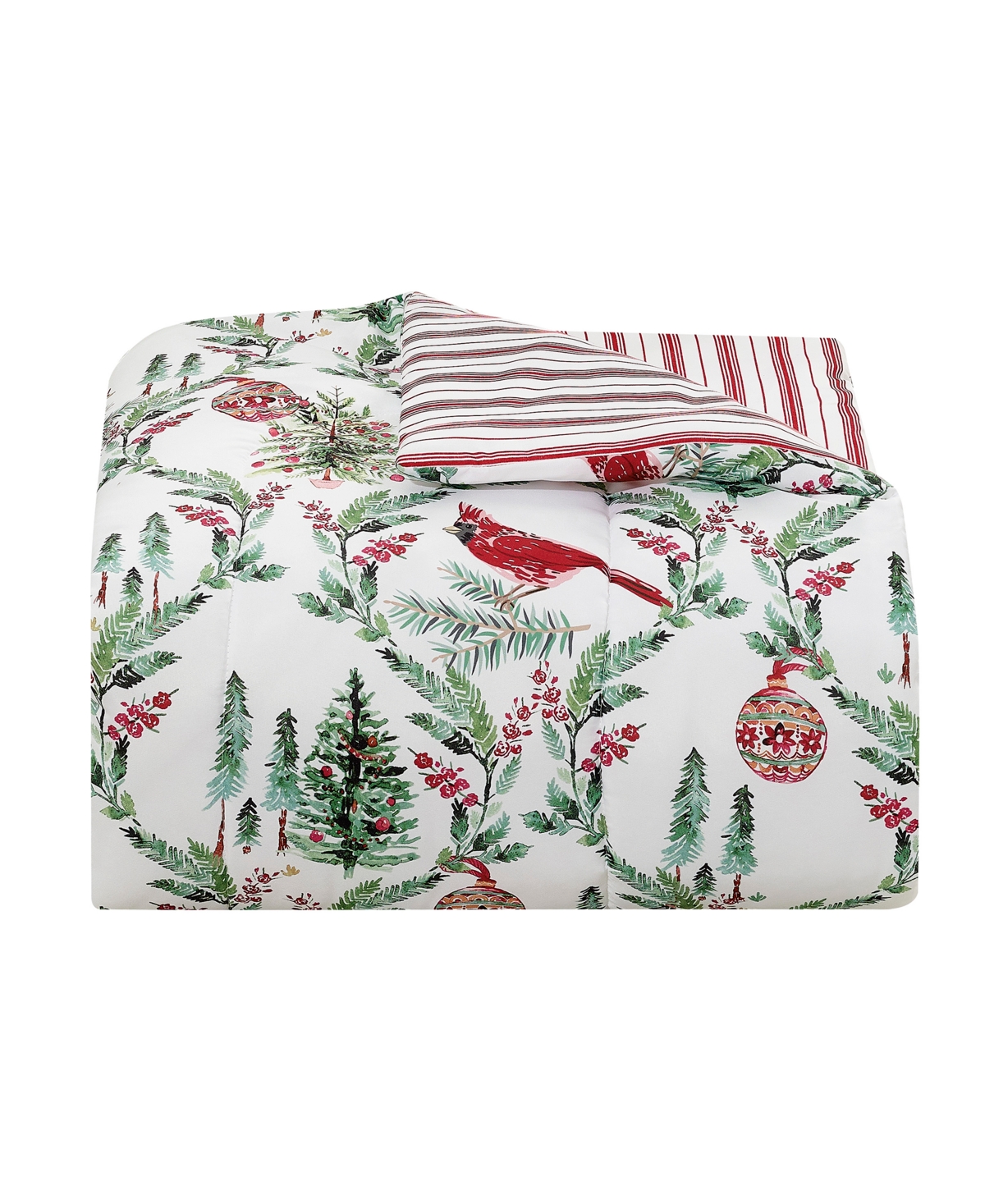 Macy's Holiday Pine Cardinal Reversible Microfiber 3-piece Comforter Set