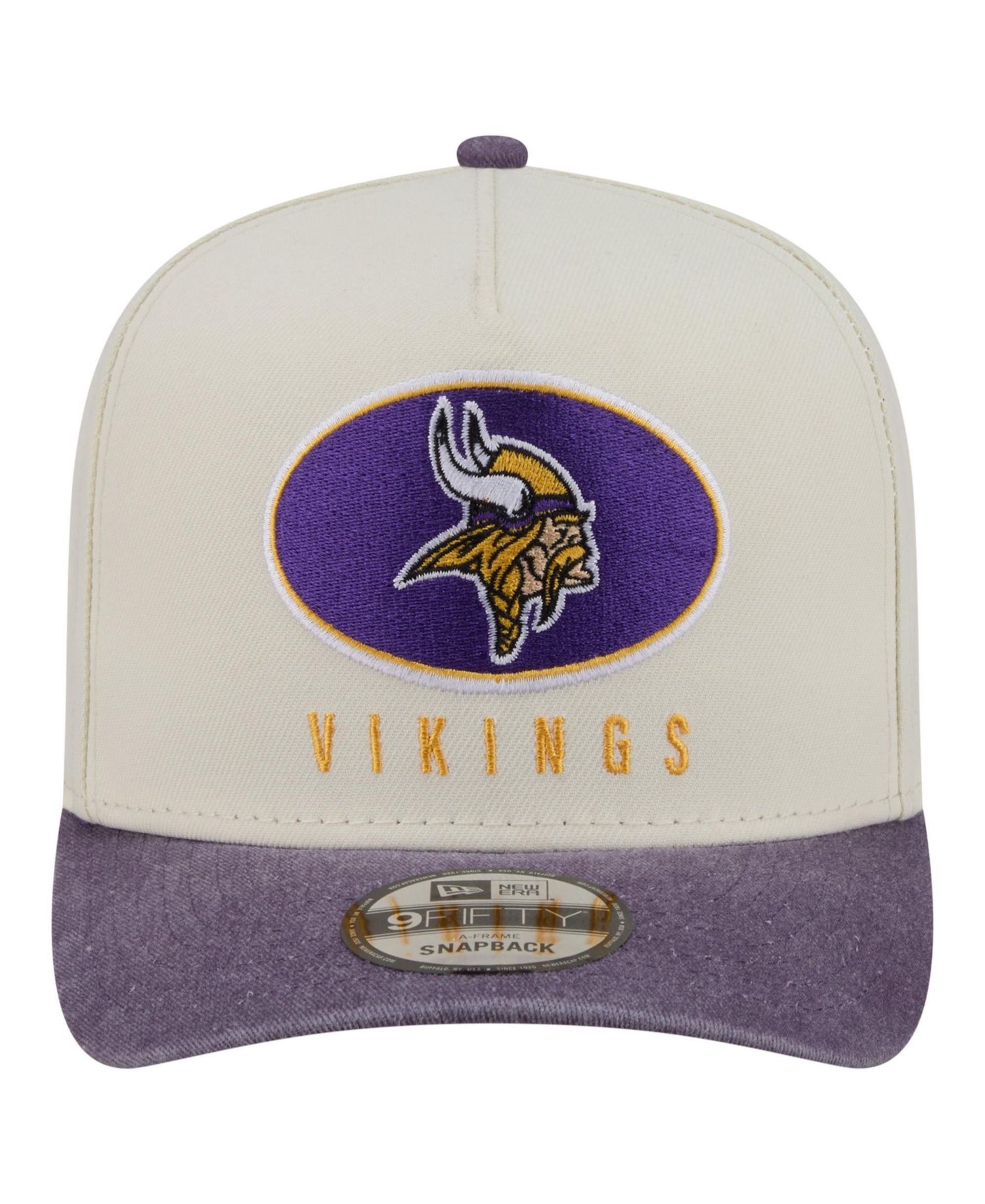 Men's Cream/Purple Minnesota Vikings Washed A-Frame 9FIFTY Snapback Hat
