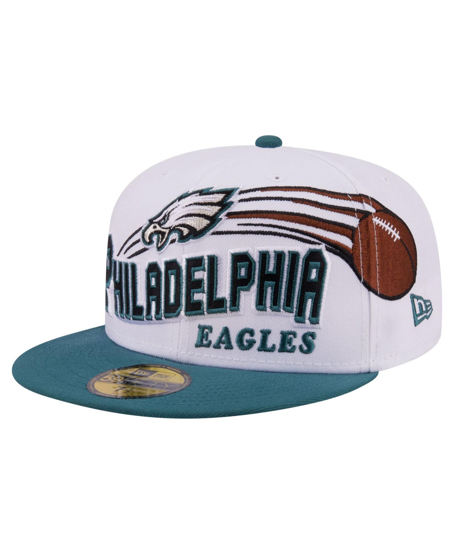 Men's White/Midnight Green Philadelphia Eagles Retro Swoop 59FIFTY Fitted Hat