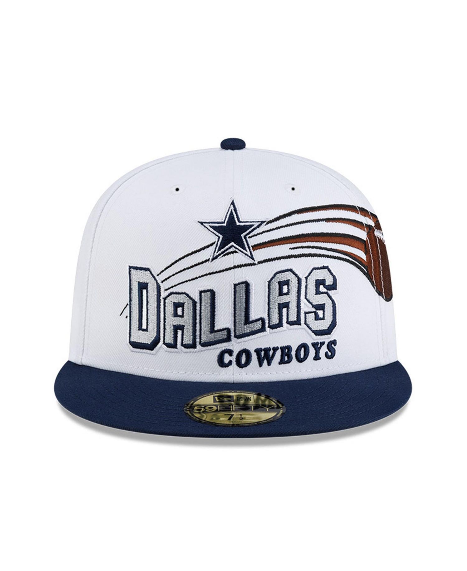 Men's White/Navy Dallas Cowboys Retro Swoop 59FIFTY Fitted Hat