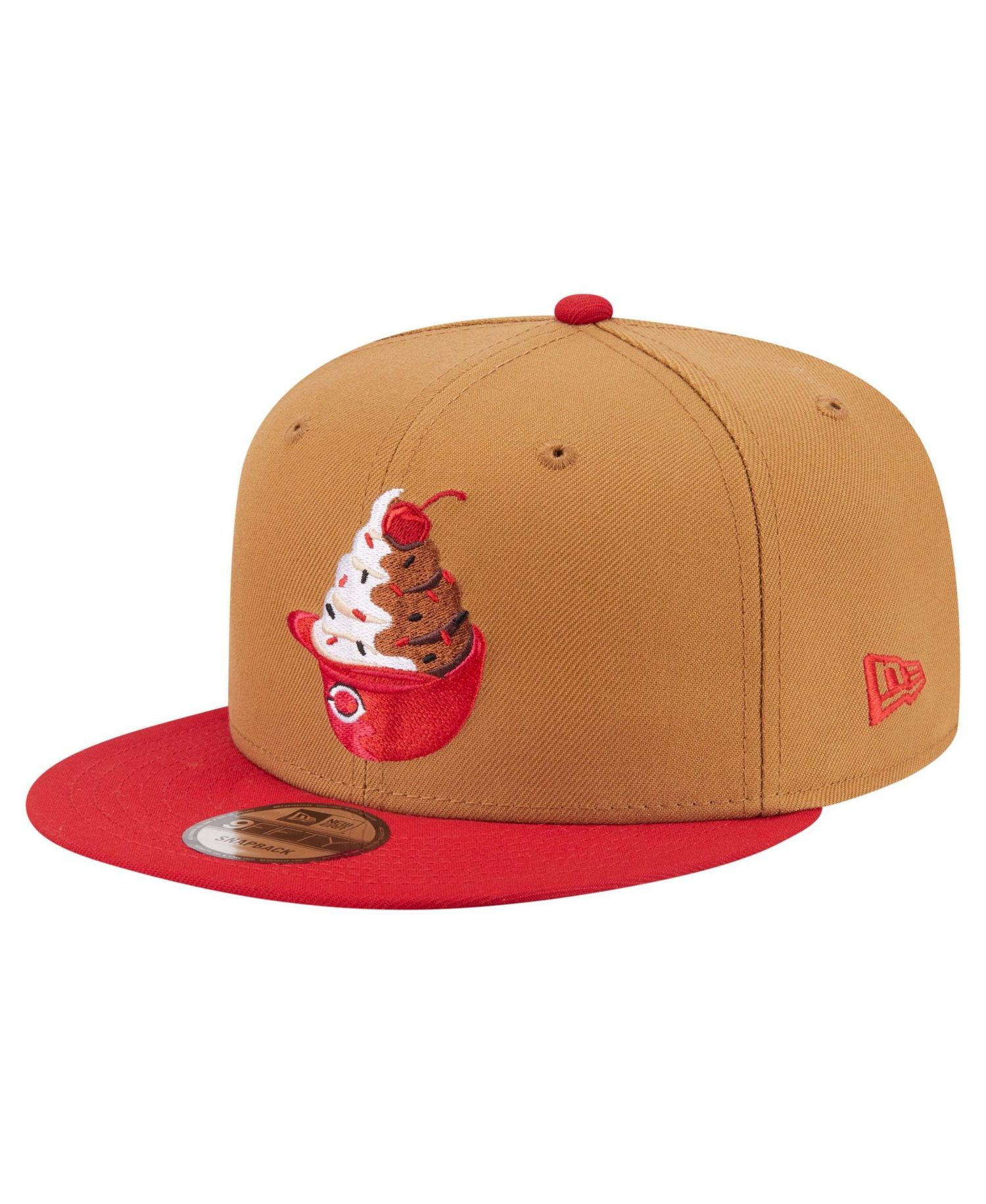 Men's Khaki/Red Cincinnati Reds Ice Cream 9FIFTY Snapback Hat