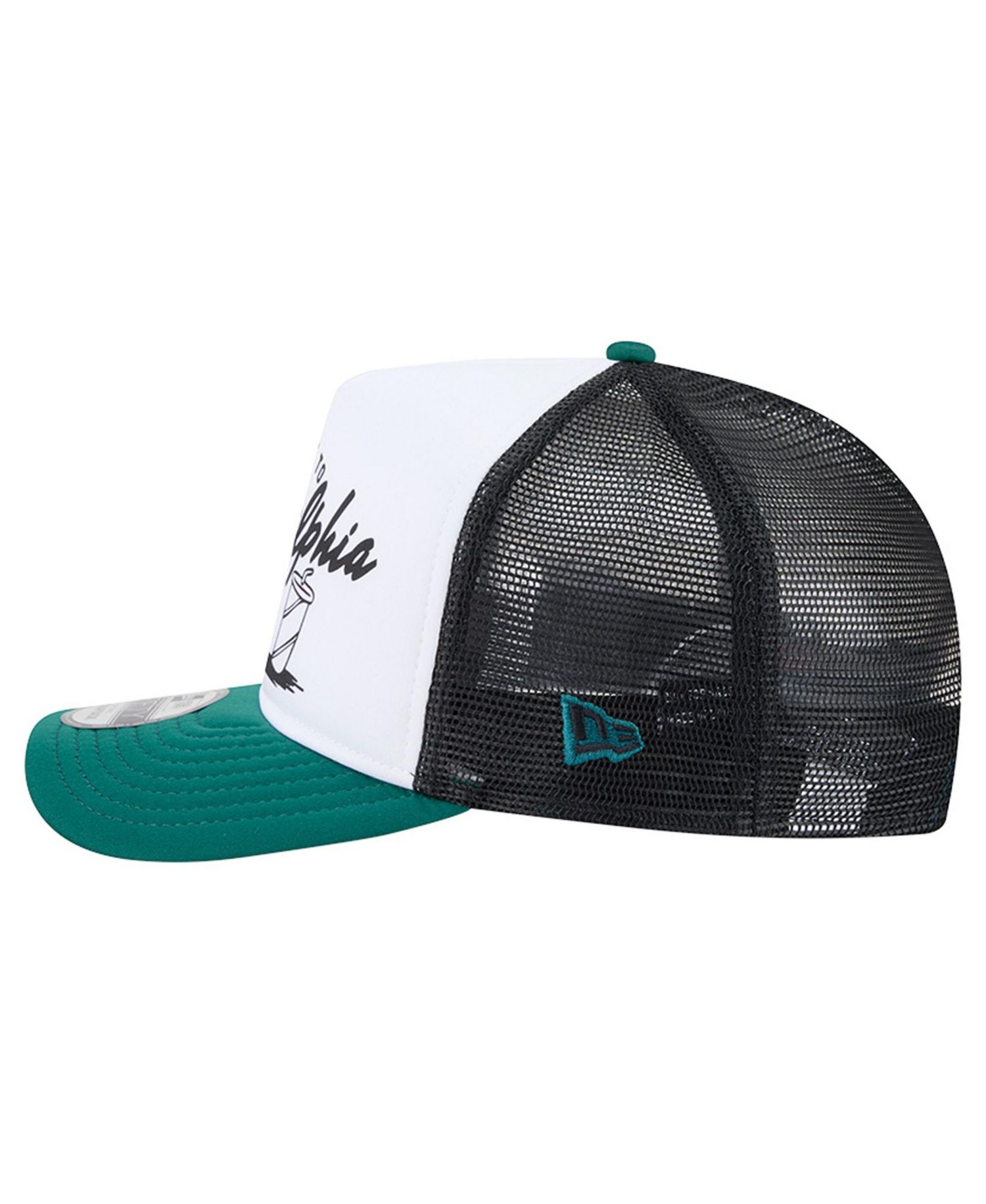 Men's White/Midnight Green Philadelphia Eagles Foodie 9FIFTY A-Frame Trucker Snapback Hat
