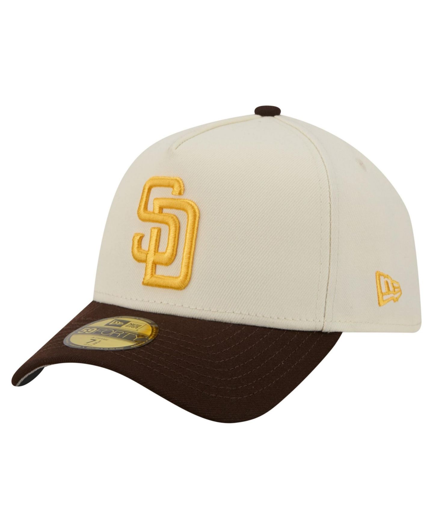 Мужская кепка New Era Cream San Diego Padres Chrome A-Frame 59FORTY Fitted Hat — фото 3