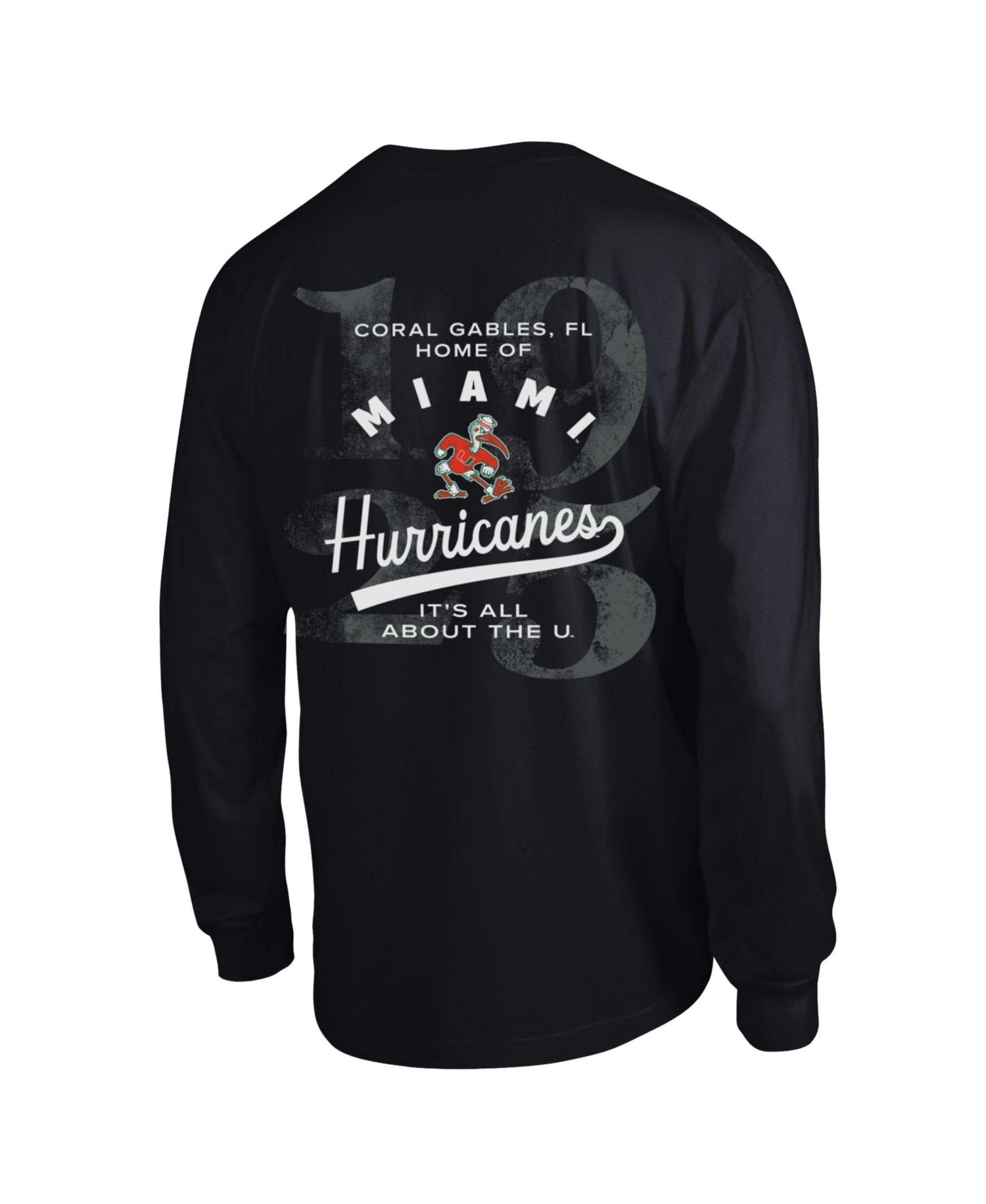 Men's Black Miami Hurricanes Laminated All-Star Long Sleeve T-Shirt