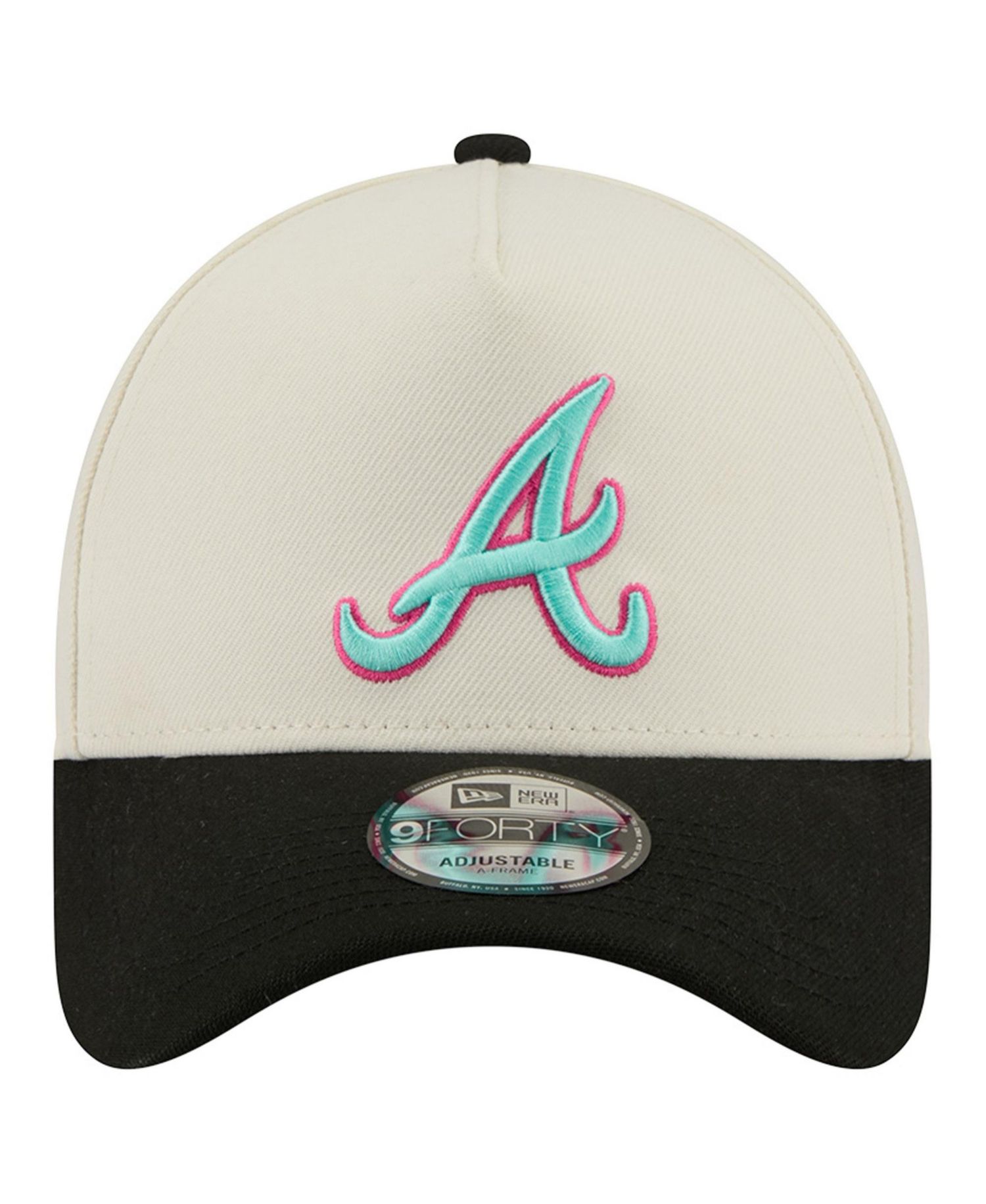 Men's Cream Atlanta Braves Stadium Chrome 9FORTY A-Frame Adjustable Hat