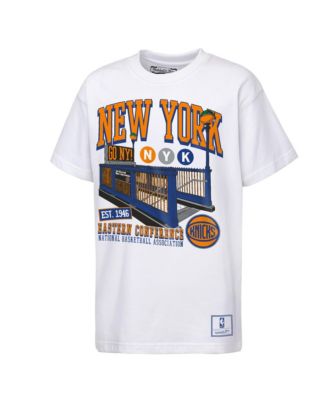 Big Boys and Girls White New York Knicks Take The Subway T-Shirt