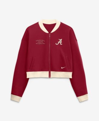 Women's Alabama Crimson Tide Full-Zip Oversized Fleece Cropped Bomber Jacket